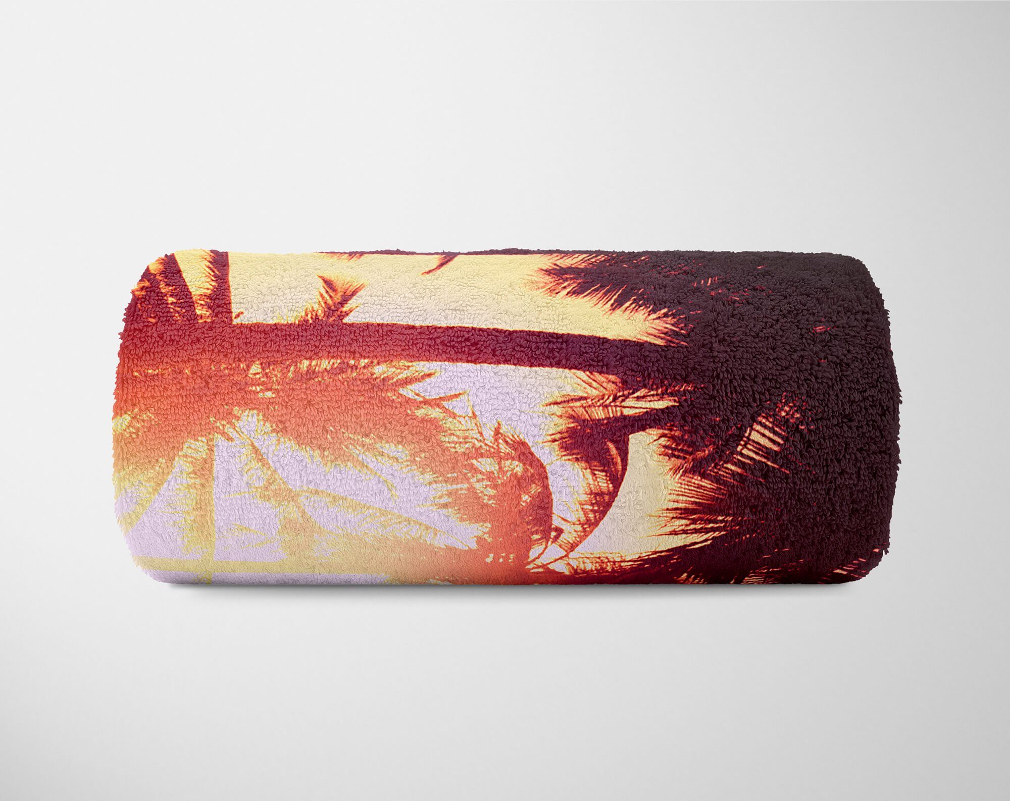 Sonne, Art Handtuch Baumwolle-Polyester-Mix (1-St), Handtuch mit Sonne Saunatuch Palmen Handtücher Fotomotiv Strandhandtuch Kuscheldecke Sinus