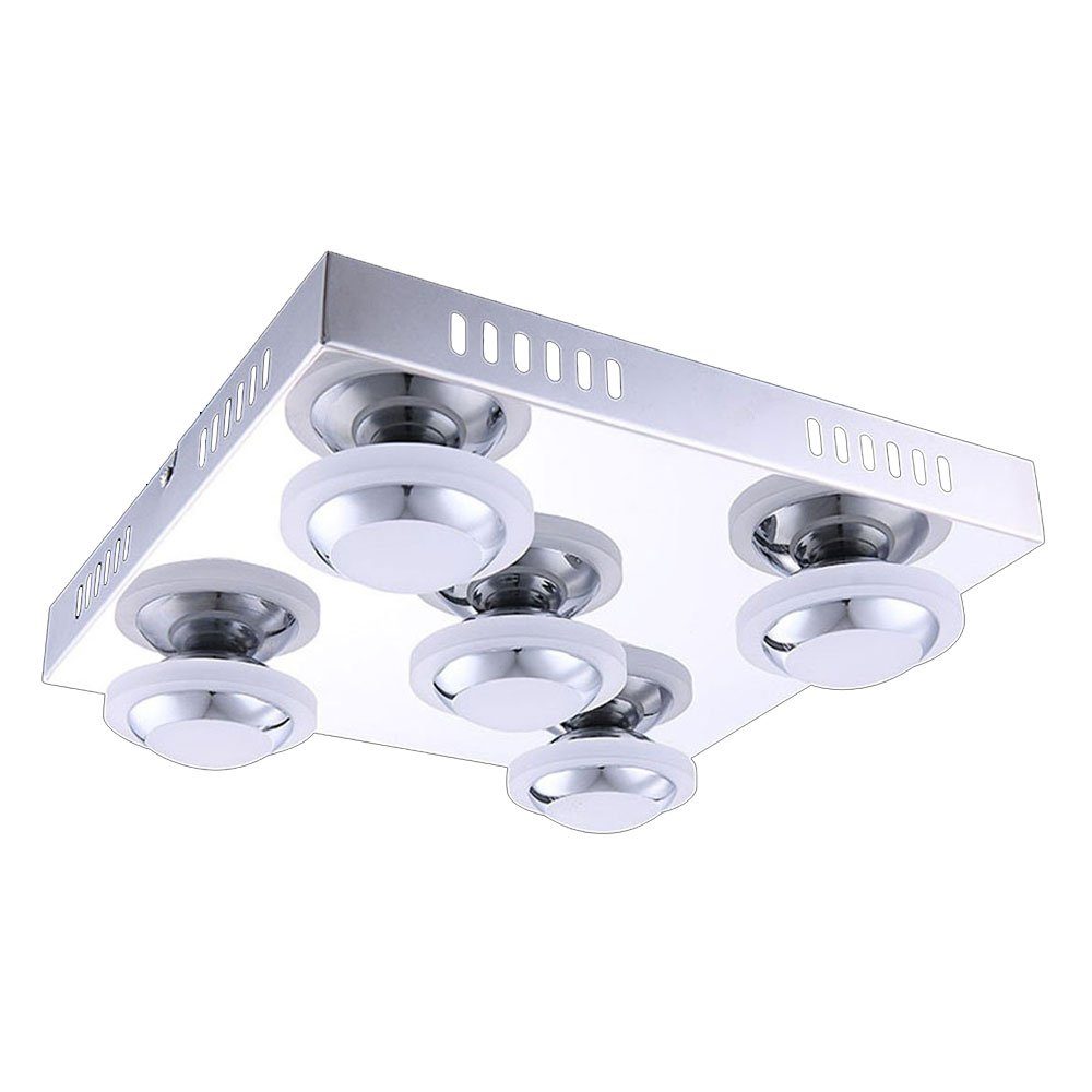WOFI LED Deckenleuchte, LED-Leuchtmittel fest verbaut, Warmweiß, LED Deckenleuchte Wohnzimmerlampe chrom Schlafzimmer Flurleuchte