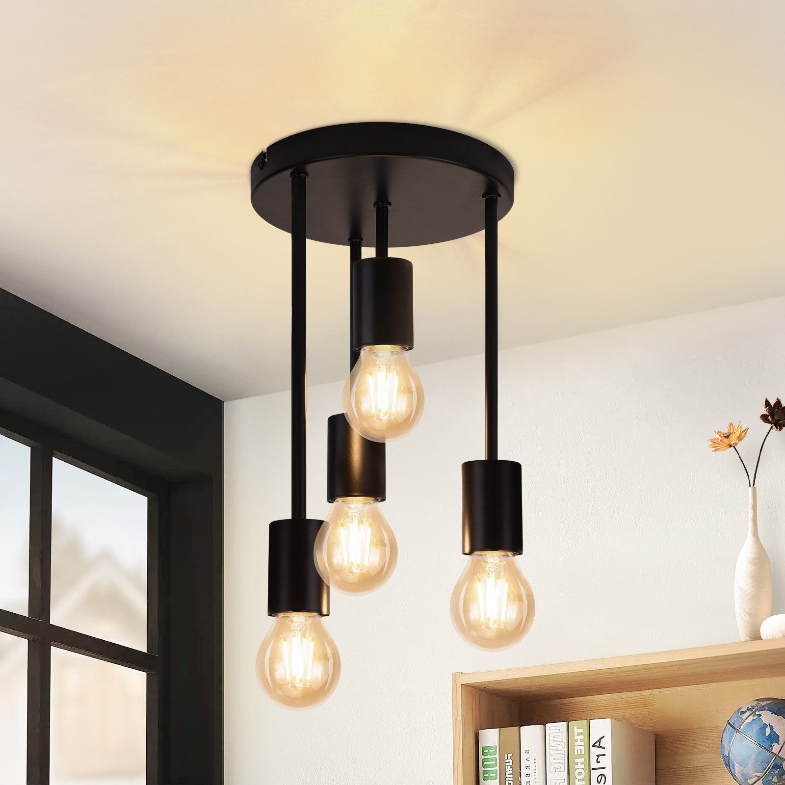 ZMH Deckenleuchte Whonzimmer 3/4 Flammig Industriedesign günstig online kaufen