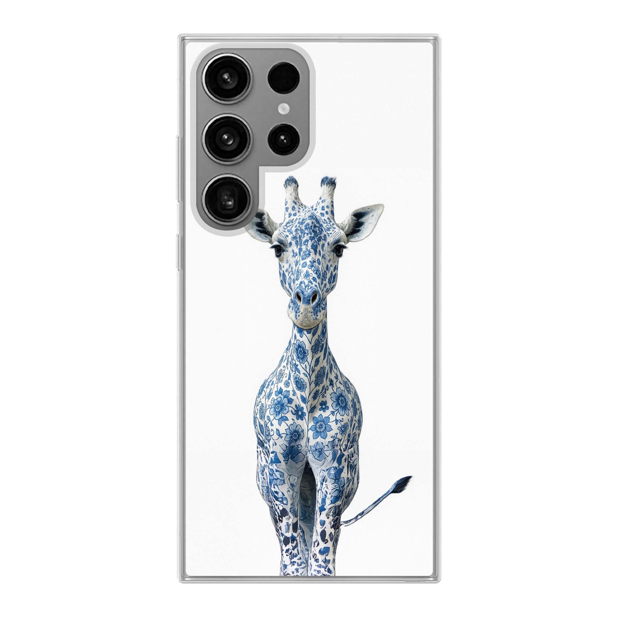 MuchoWow Handyhülle für Samsung Galaxy S23 Ultra Giraffe - Delfter Blau - Tiere - Minimali