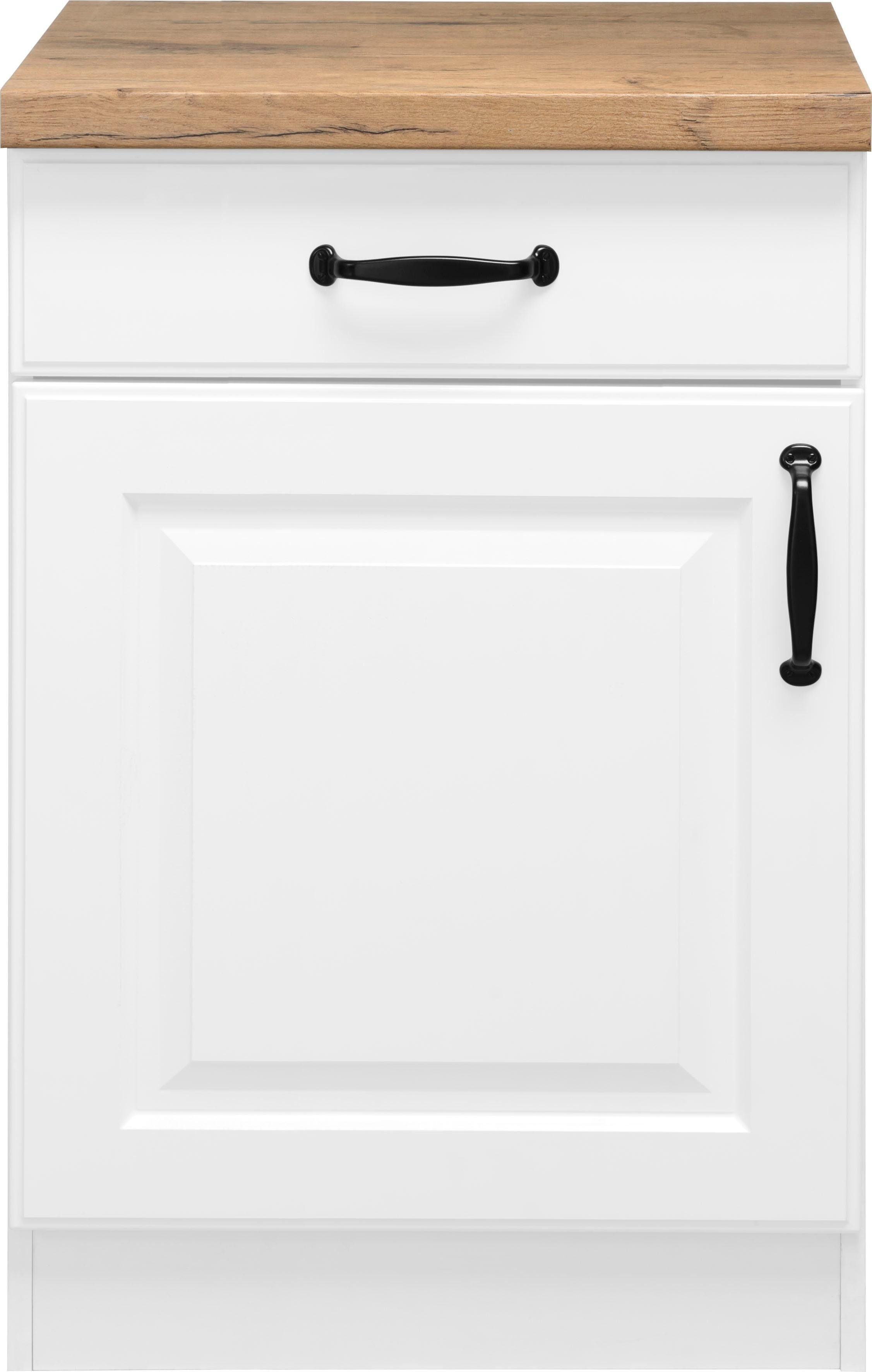 weiß cm | breit Kassettenfront Küchen Erla wiho Unterschrank 60 weiß/kastelleichefarben mit