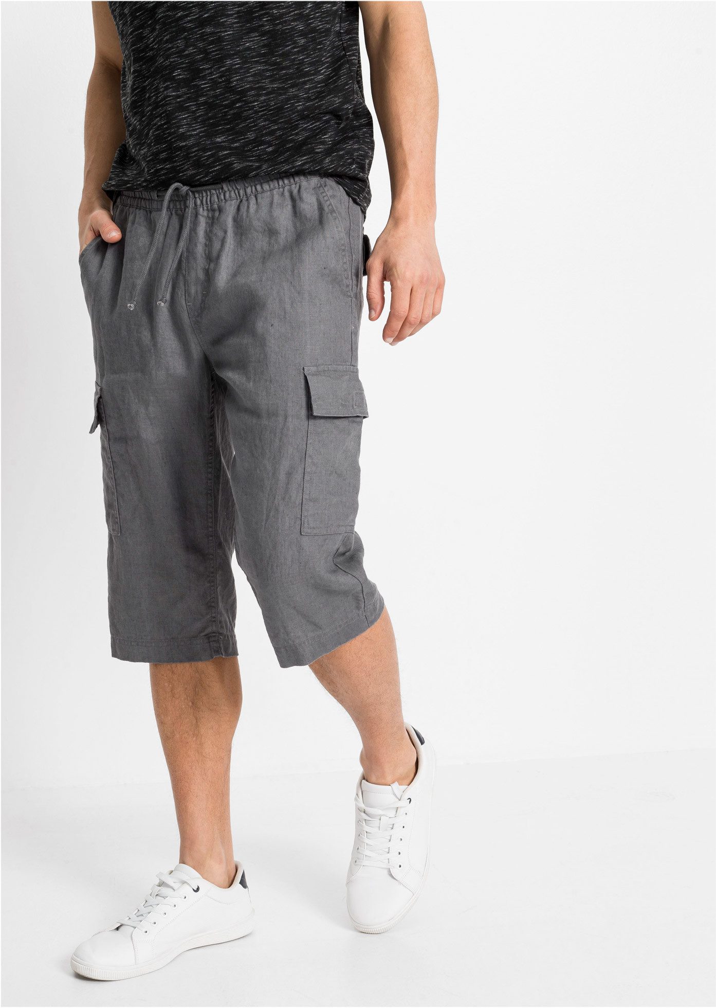 bonprix Cargobermudas aus Leinen, Regular Fit, mit sechs Taschen, eleganter Stil