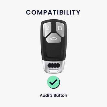 kwmobile Schlüsseltasche Auto Schlüsselhülle für Audi 3-Tasten Smartkey Autoschlüssel (nur (1-tlg), Smart Key Metallrahmen mit Silikon Case