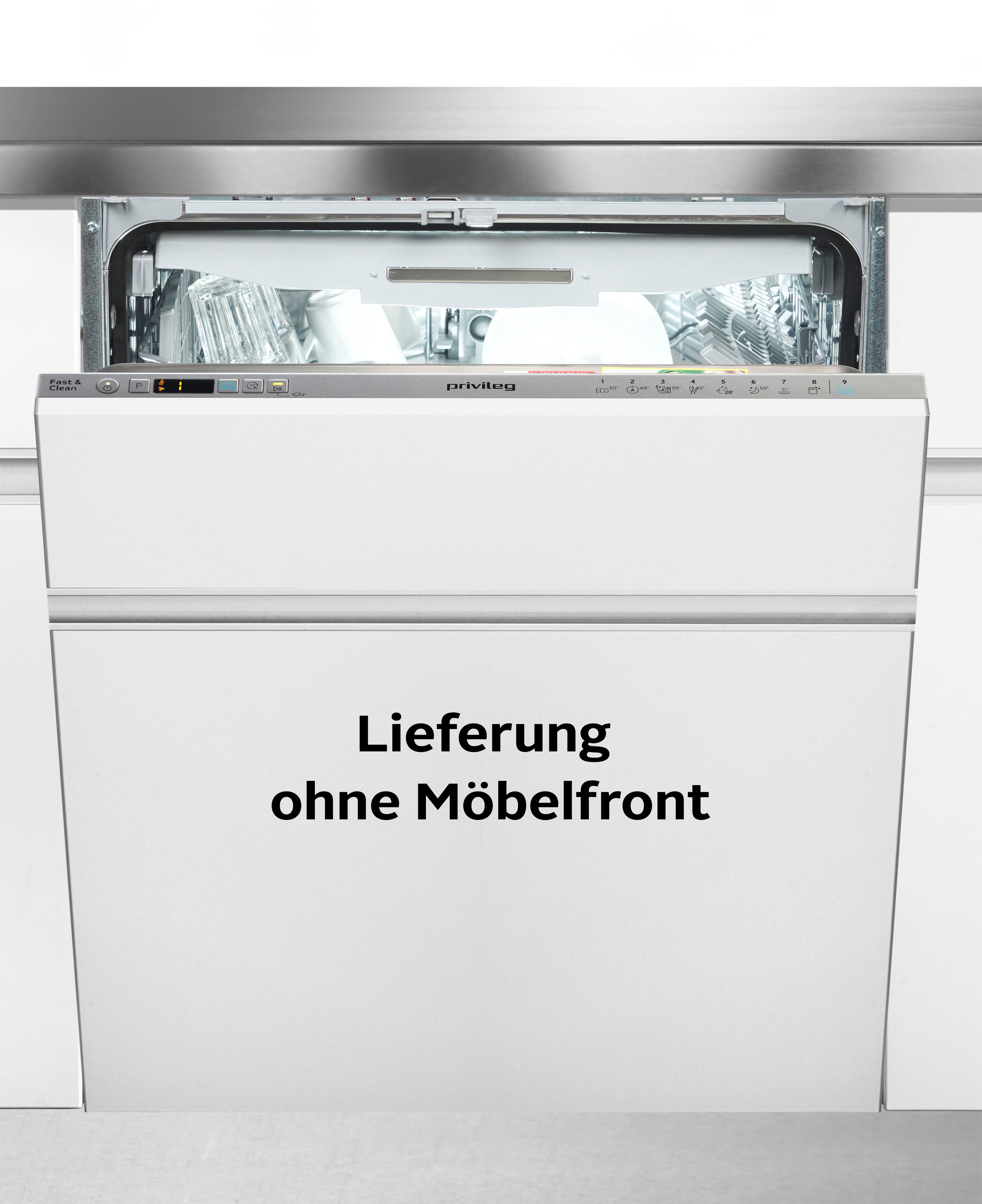 Privileg vollintegrierbarer Geschirrspüler P0I ECO D541 S, 14 Maßgedecke, Fast&Clean 28’ – das effektive Reinigungsprogramm unter 28 Minuten