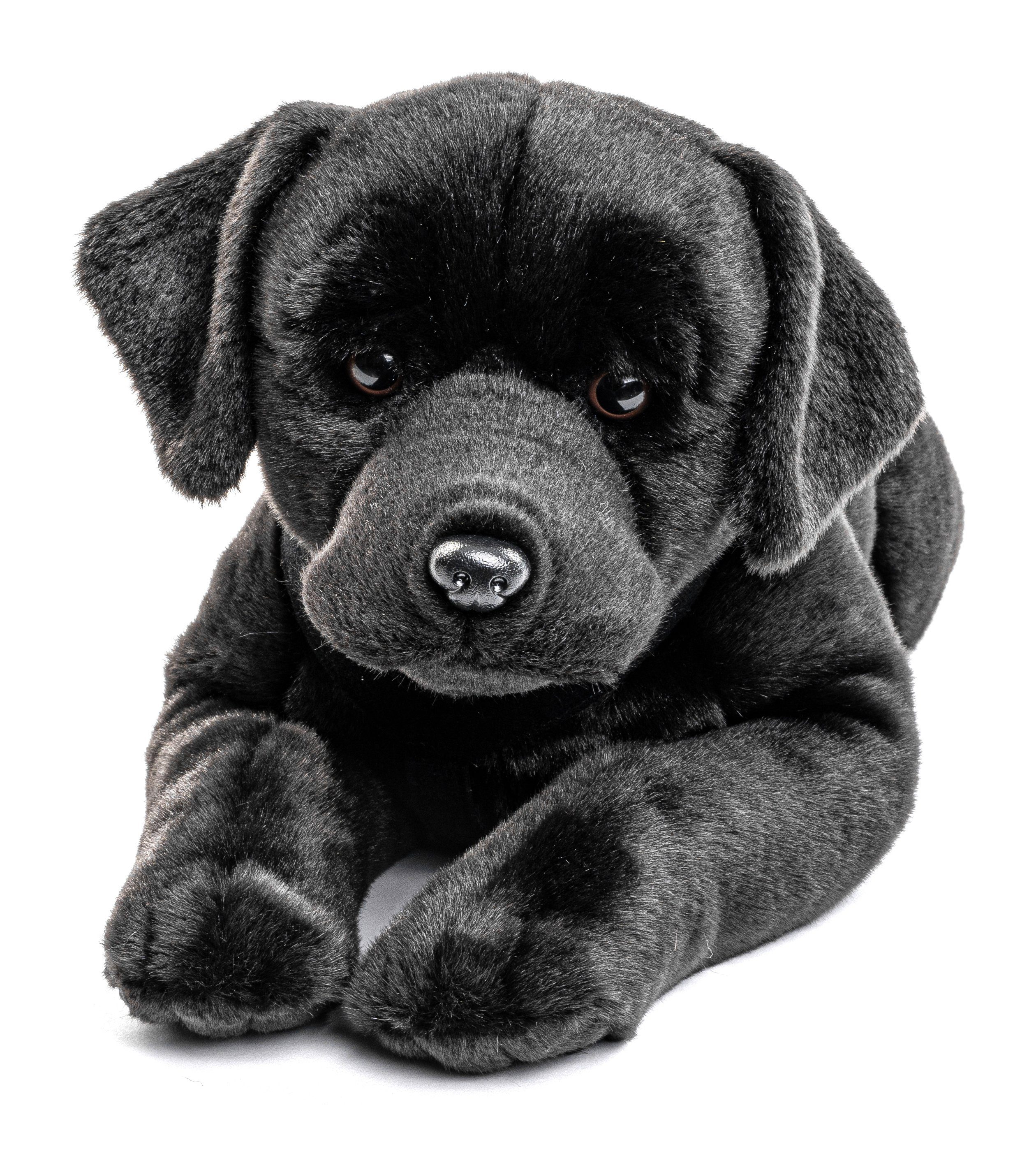 Uni-Toys Kuscheltier Labrador, liegend - braun o. schwarz - 60 cm - Plüsch-Hund, Plüschtier, zu 100 % recyceltes Füllmaterial