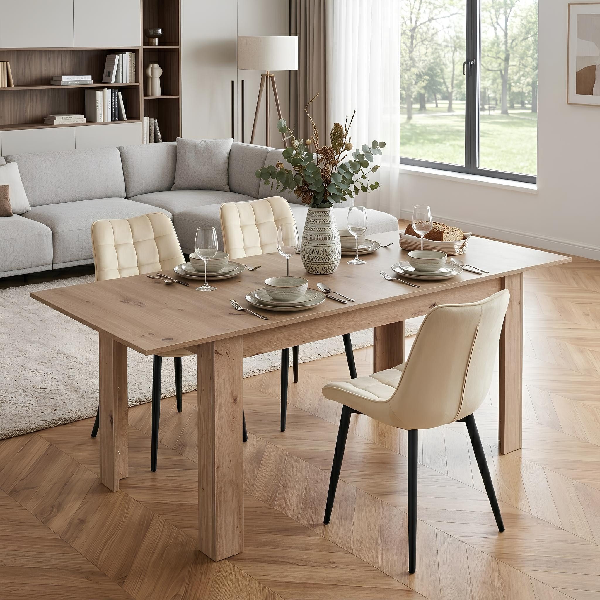 Krok Wood Esstisch Ausziehbarer Esstisch Lora, Küchentisch aus laminierter Spanplatte