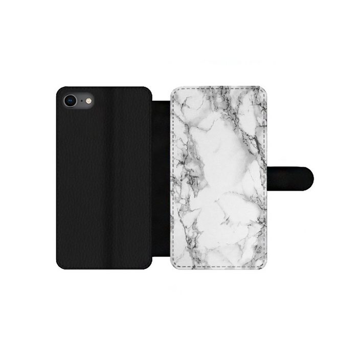 MuchoWow Handyhülle Marmor - Stein - Weiß - Grau - Schwarz - Marmoroptik Handyhülle Telefonhülle Apple iPhone 8