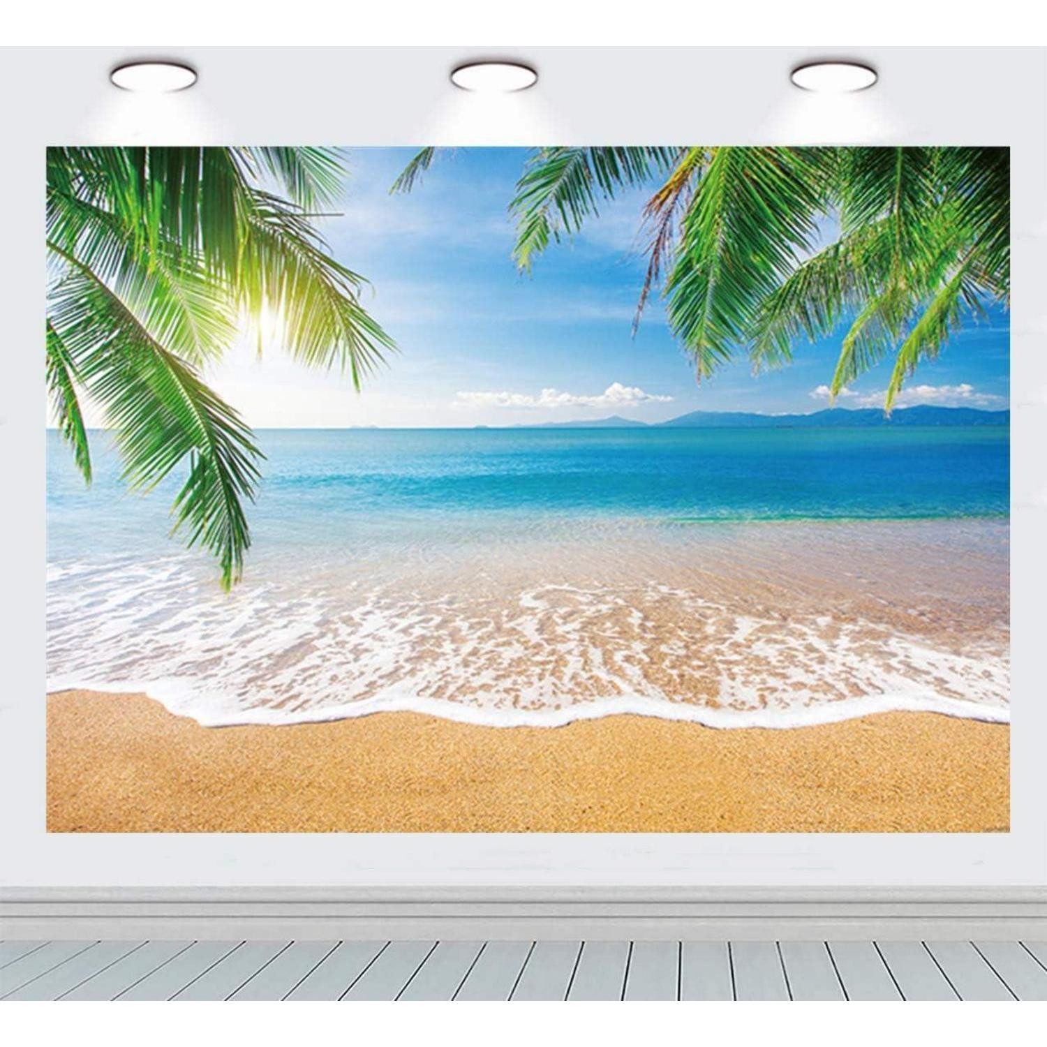LuxusKollektion Fotohintergrund Fotografie Hintergrund Strand Palmen Meer Luau 7x5FT