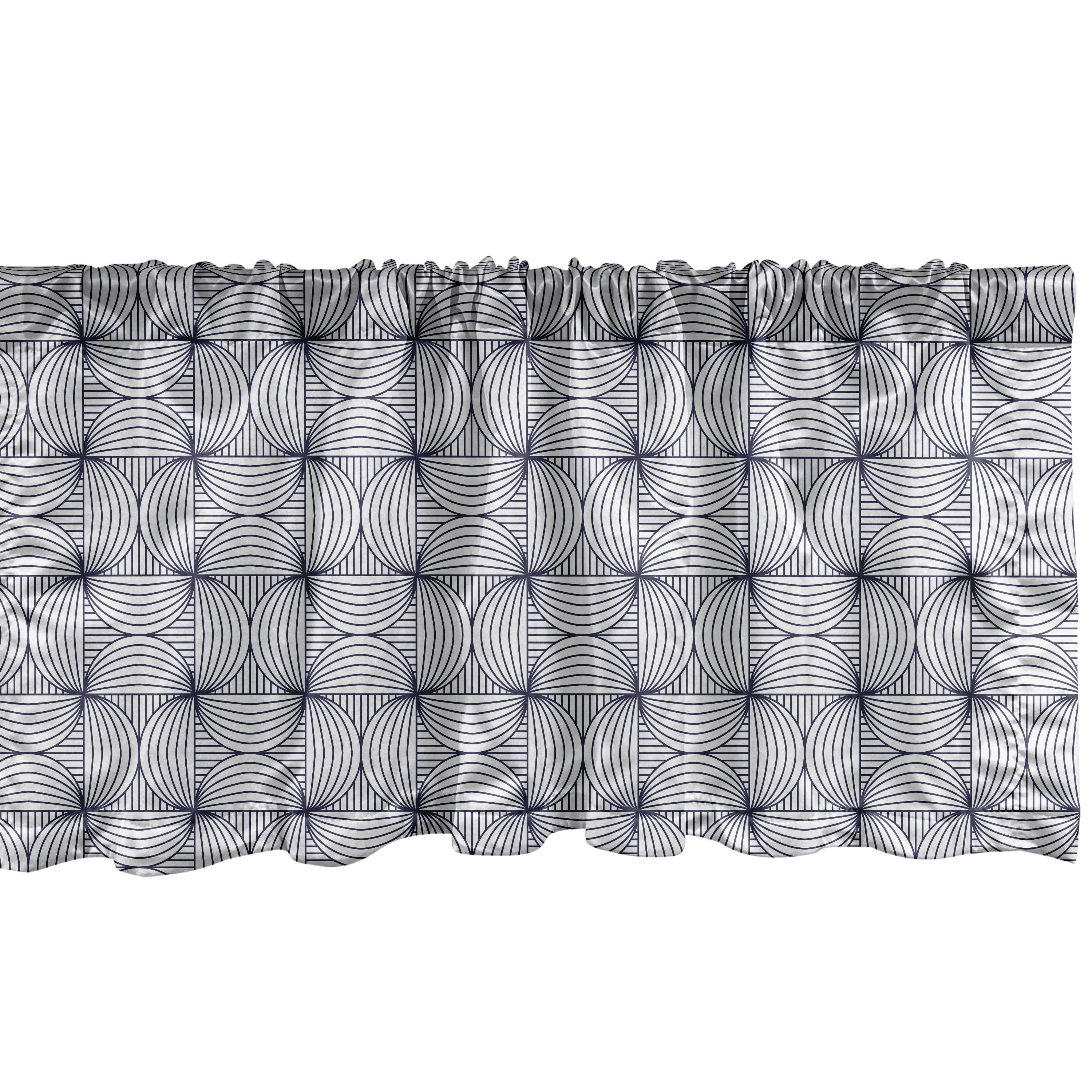 Scheibengardine Vorhang Volant für Küche Schlafzimmer Dekor mit Stangentasche, Abakuhaus, Microfaser, Abstrakt Streifen und Halbkreise | Scheibengardinen