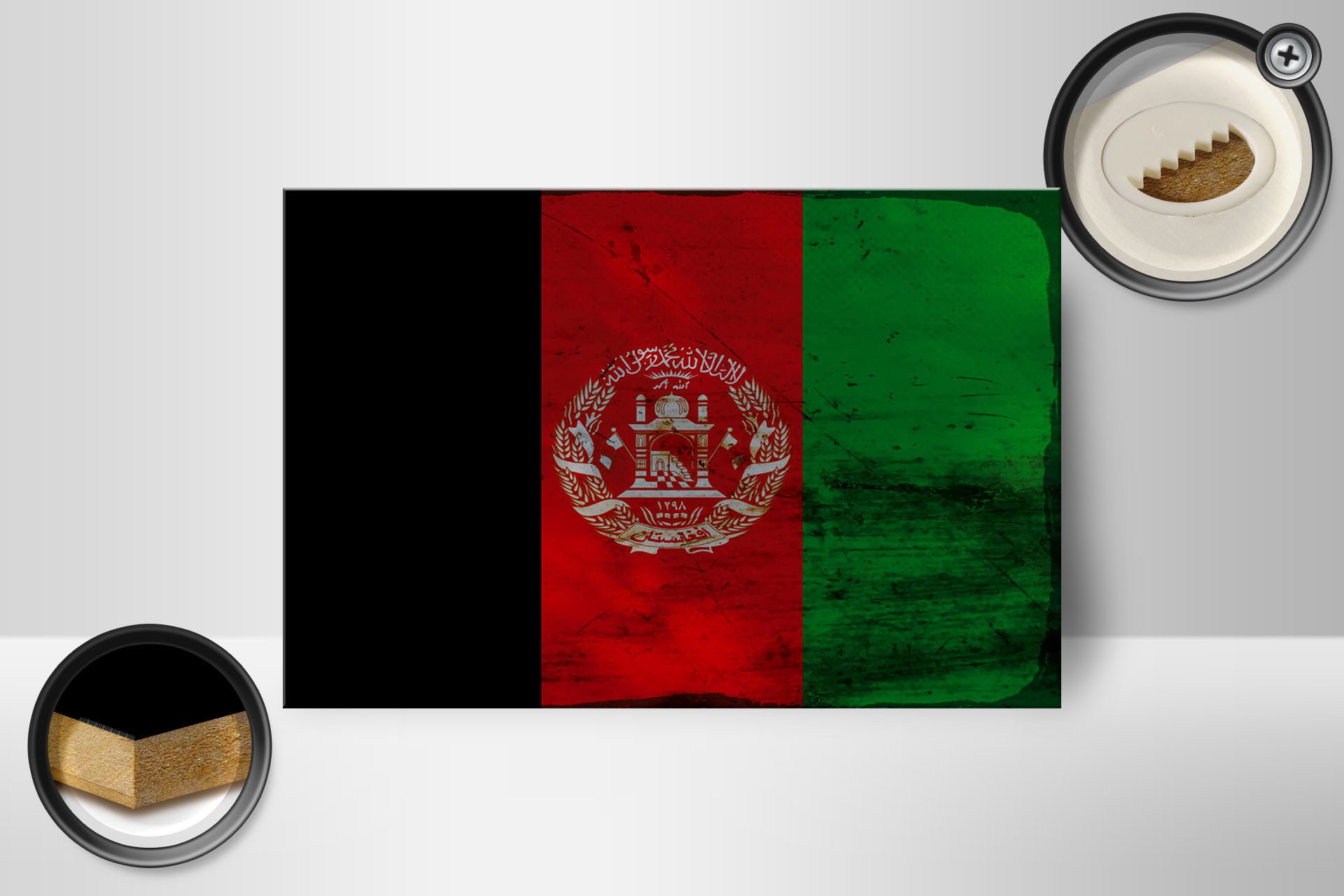 Femer GmbH Holzbild Flagge Afghanistan 18x12 cm Afghanistan Rost, Flaggen (1 St), Glatte Holzfaserplatte (MDF), vorn beschichtet