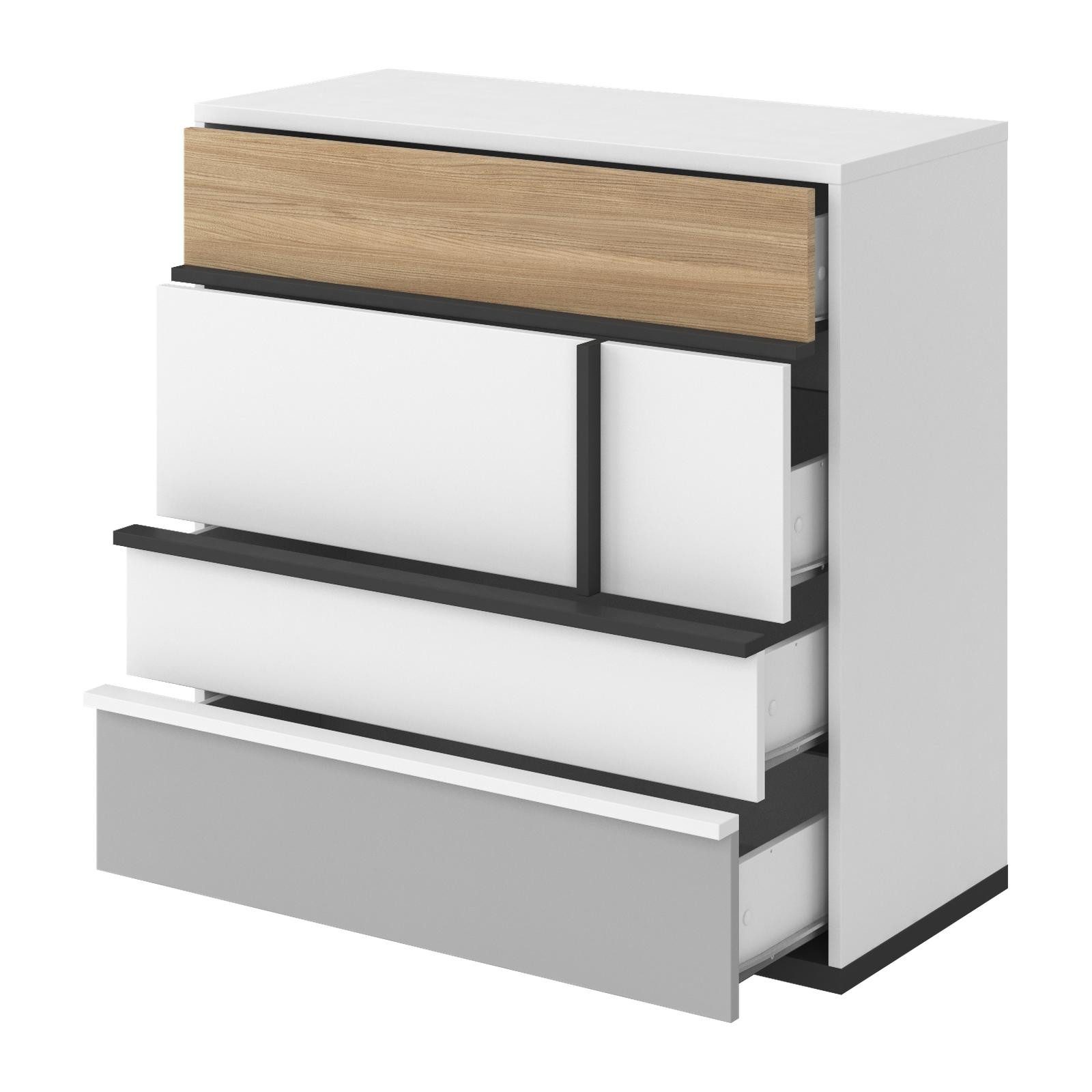 HAUSELEMENT Kommode IMOLA IM-07, Sideboard 4 Schubladen Schrank Mehrzweckschrank Modern