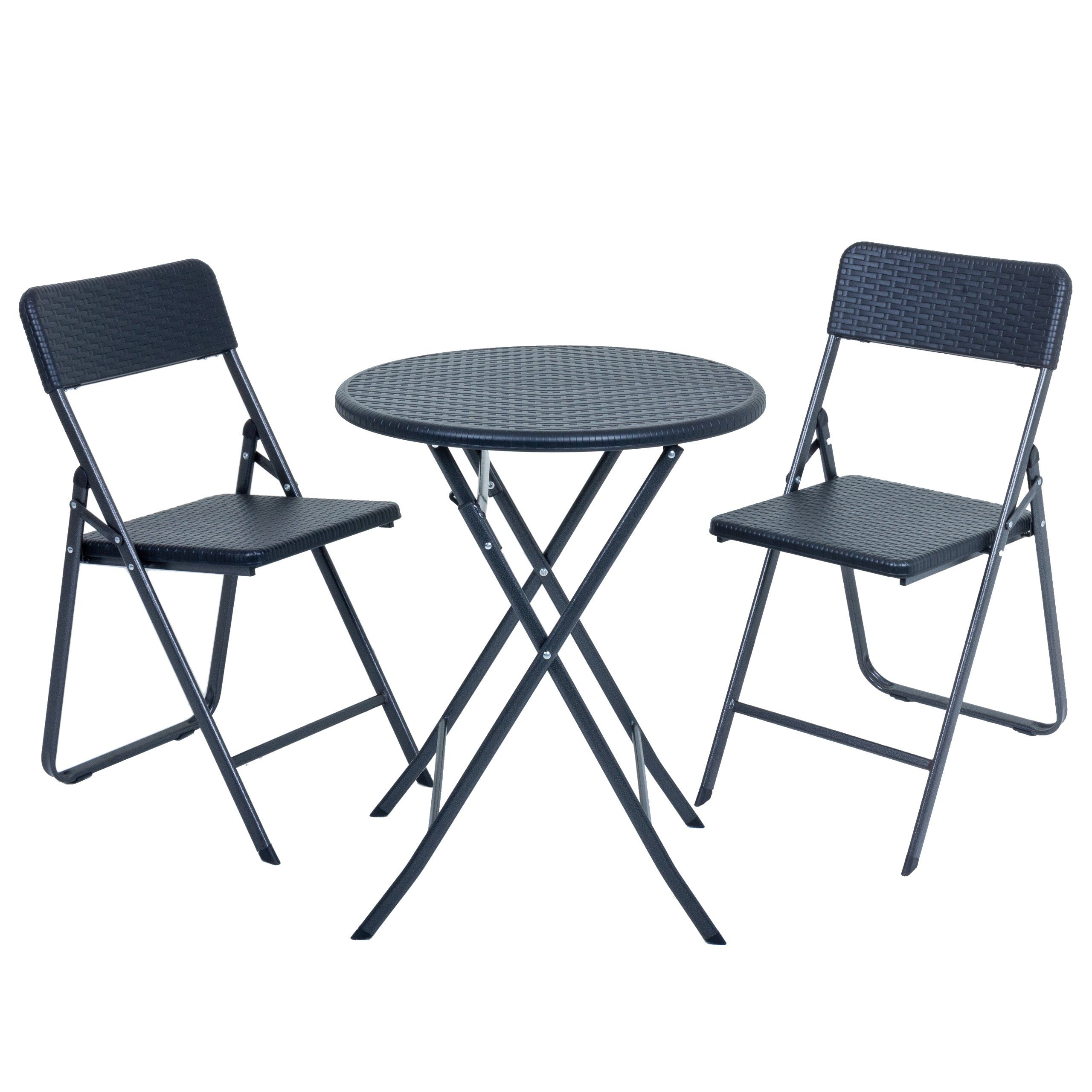 Raburg Gartenmöbelset »KARINA Premium - in SCHWARZ, 1 RUNDER Tisch + 2  Stühle, stabile & praktische, 3-teilige Sitzgruppe in zeitloser  Rattan-Optik, klappbares Balkon-Set« online kaufen | OTTO