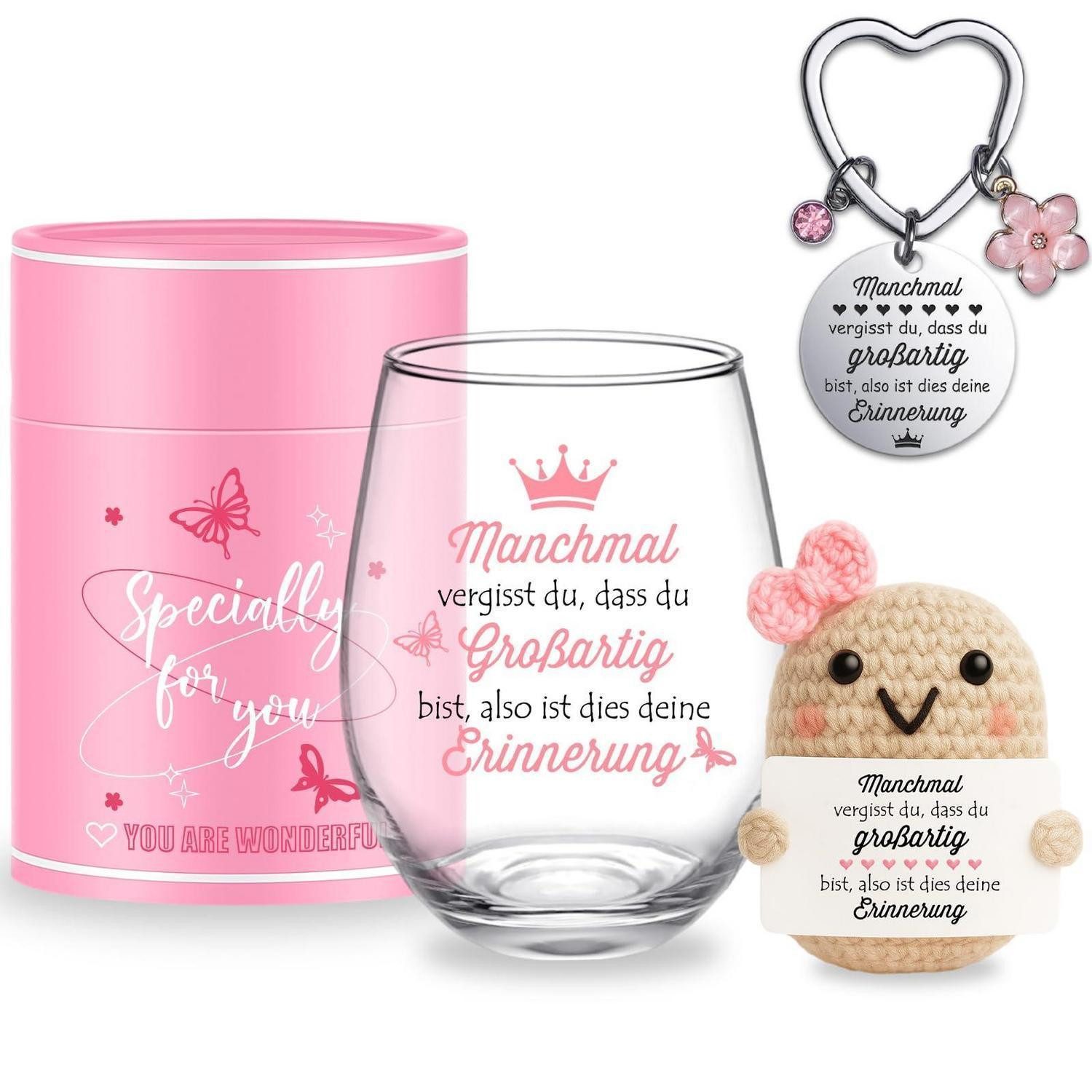 LuxusKollektion Weinglas Glas mit Spruch & Glücksbringer Geschenk