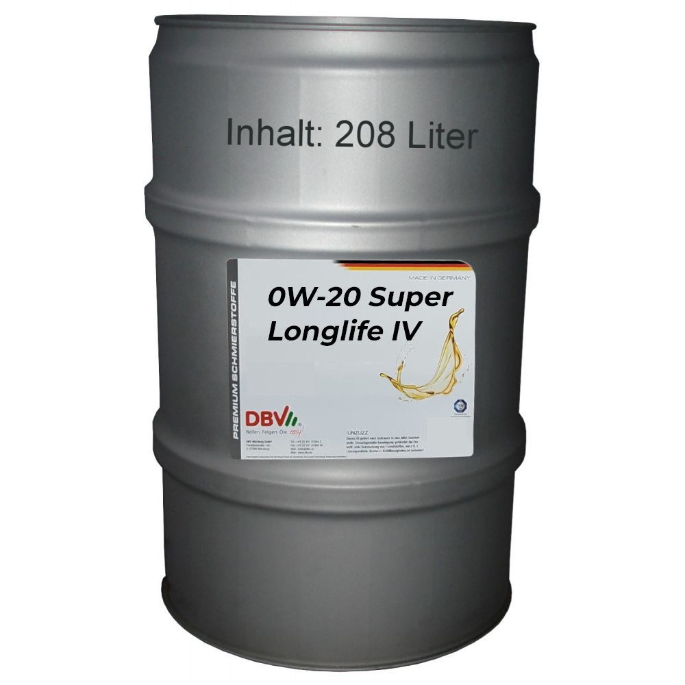 DBV Motoröl DBV 0W-20 Super Longlife IV 508.00/509.00 208-Liter-Fass