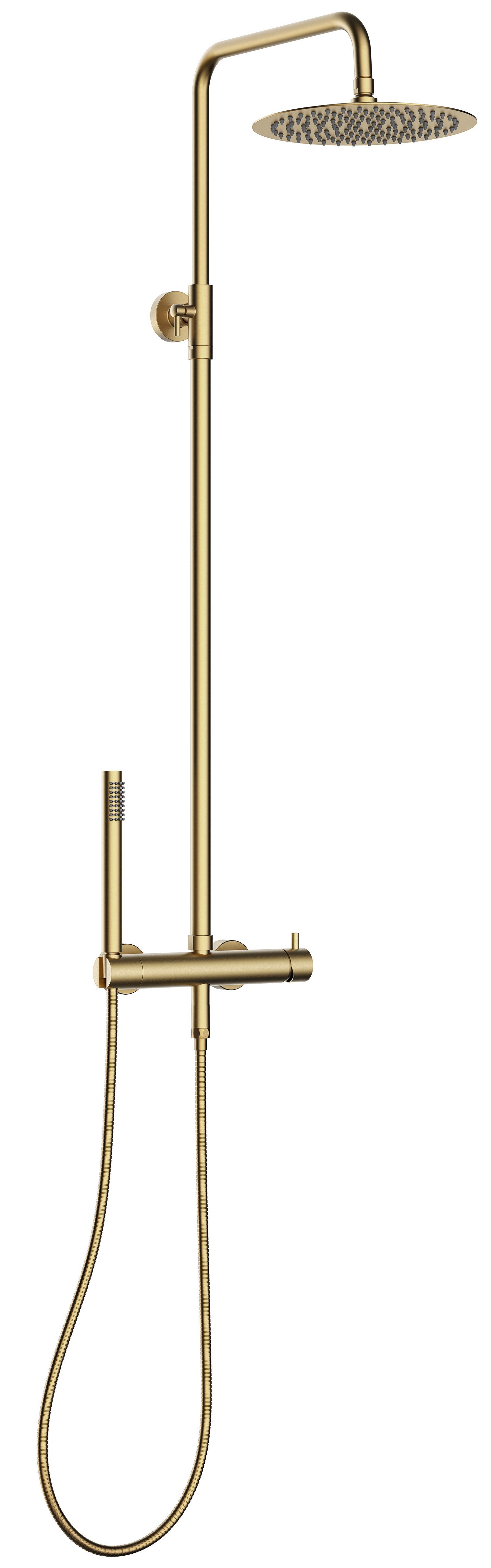 Marwell Stangenbrause-Set Classico, Höhe 118 cm, Edelstahl Regendusche, 88-118x20cm, mit höhenverstellbarer Duschstange