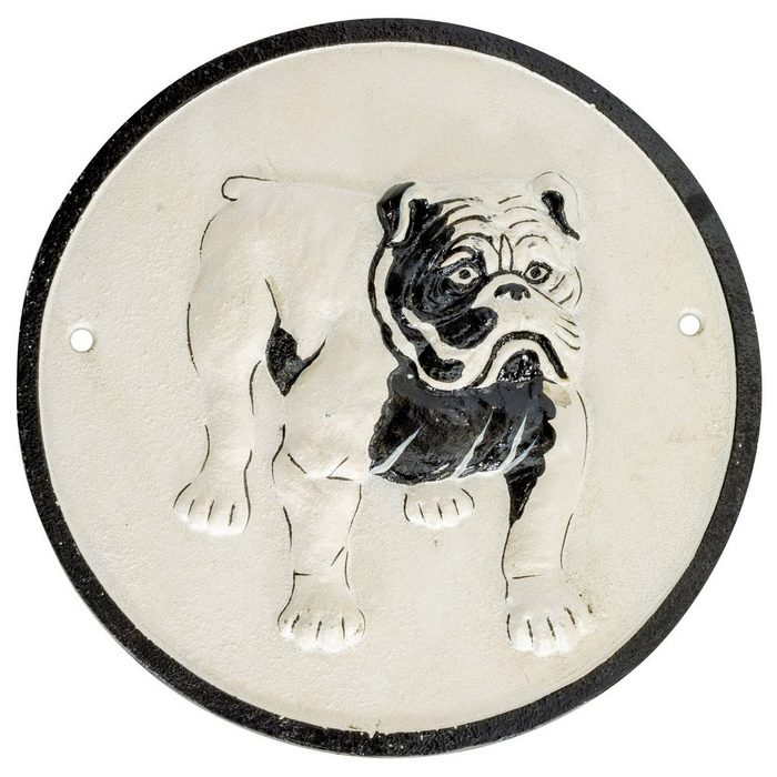Aubaho Metallschild Nostalgie Türschild Bulldogge Hund Schild Eisen Dekoration Antik-Stil 24cm