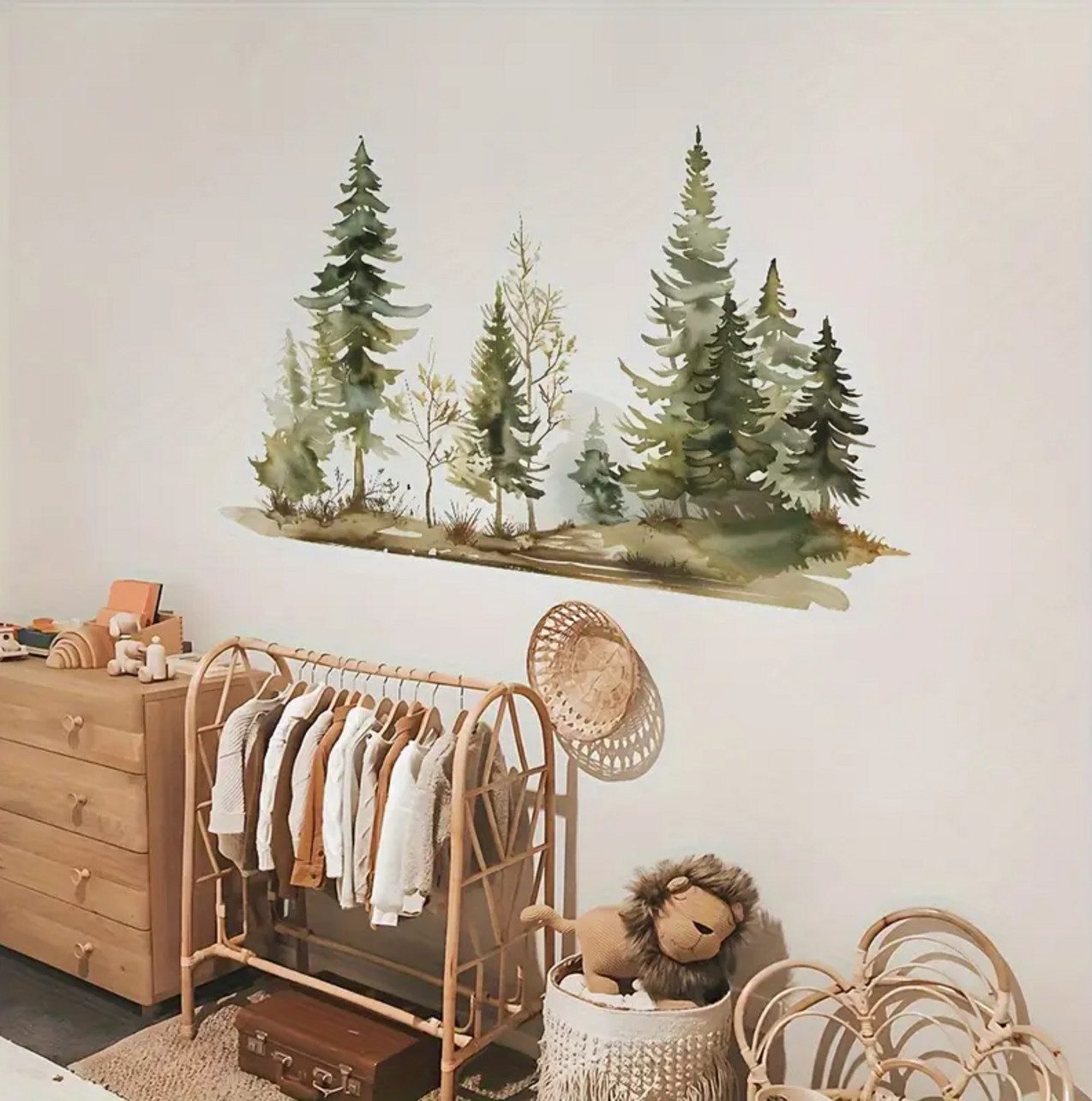 Montegoni Wandtattoo Aquarell-Wald-Wandaufkleber – perfekt für Schlafzimmer günstig online kaufen