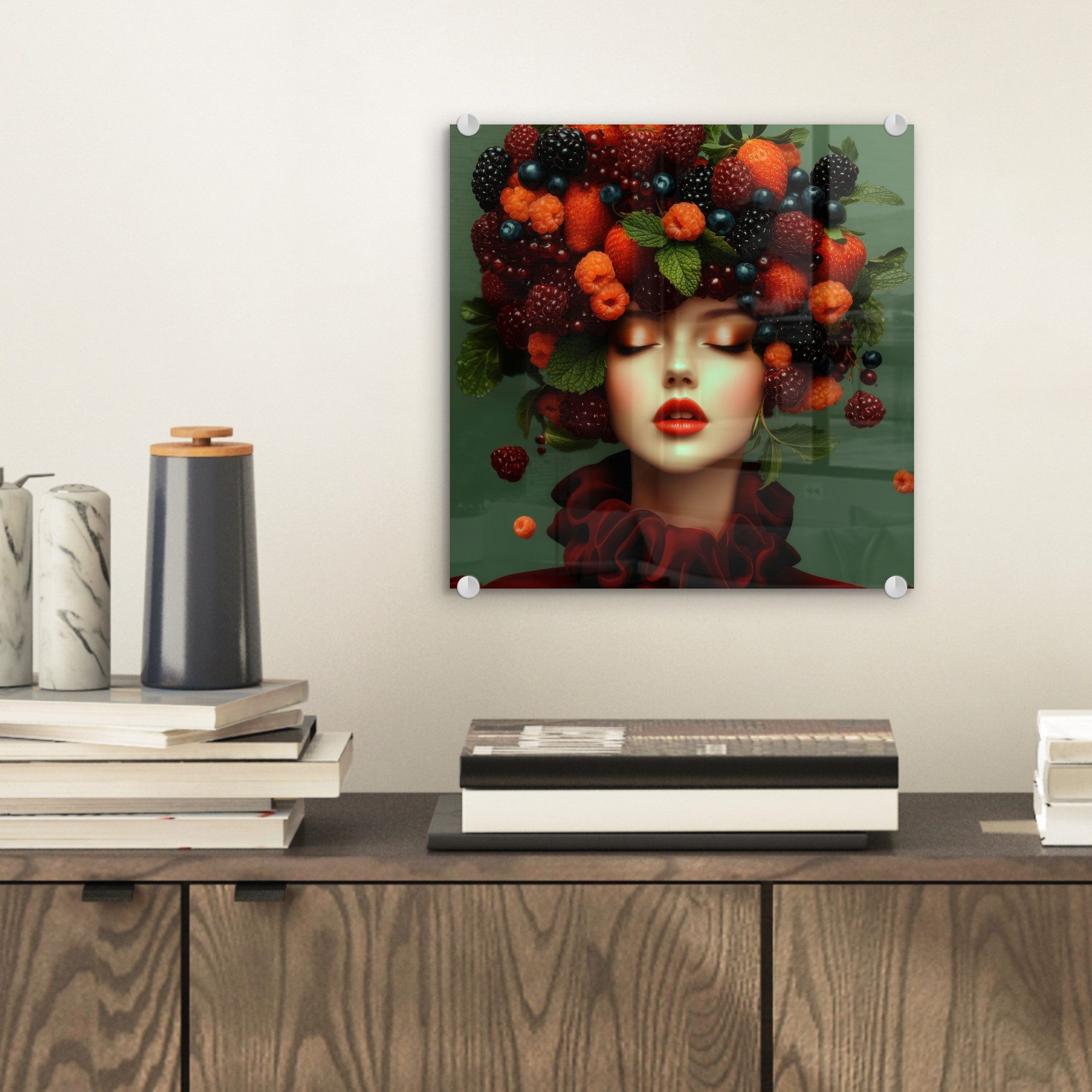 MuchoWow Acrylglasbild Weiblich - Erdbeeren - günstig online kaufen
