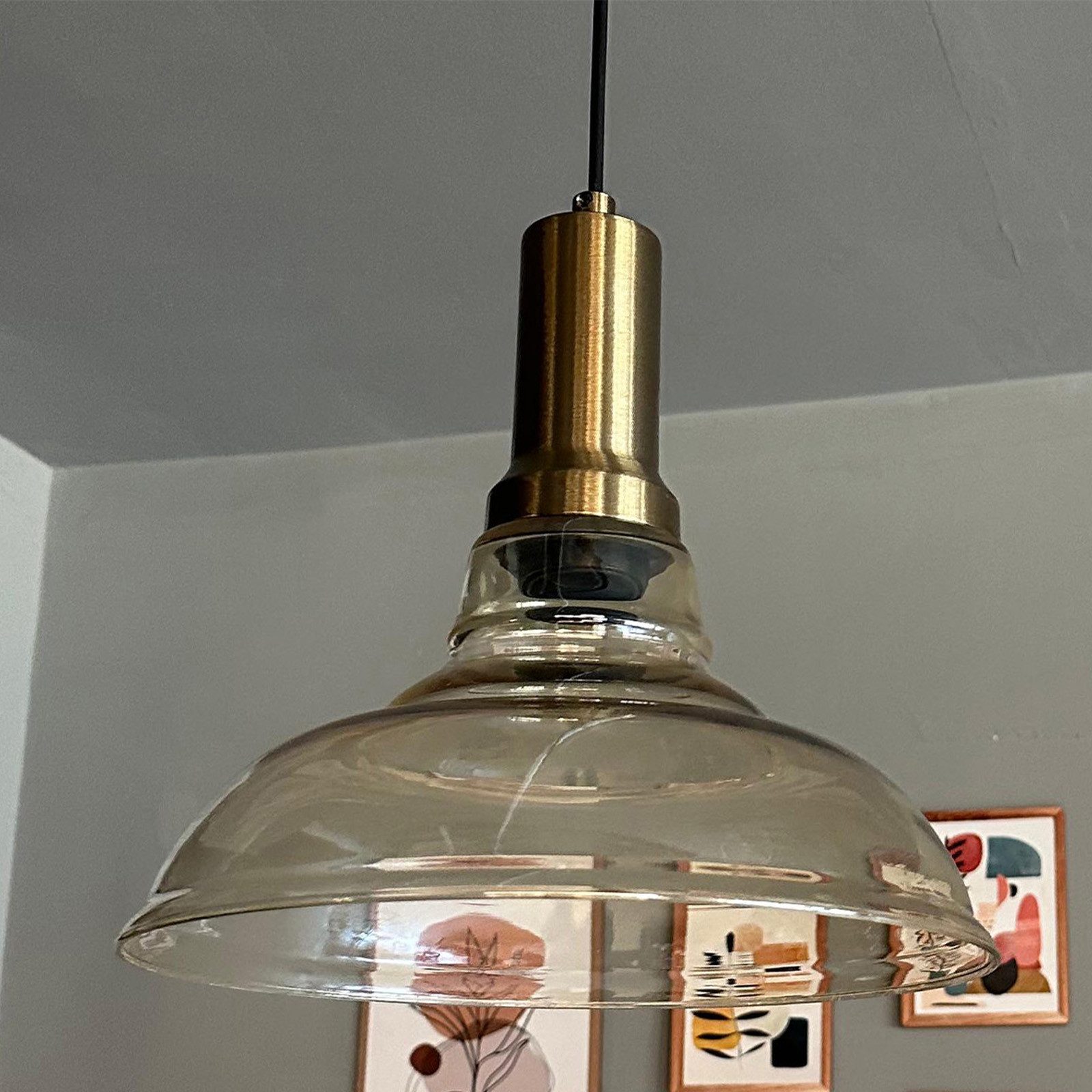 Bamyum Pendelleuchte Vishi Einzelner Glas-Kronleuchter Retro Pendelleuchte, ohne Leuchtmittel – Bild 4 von 5
