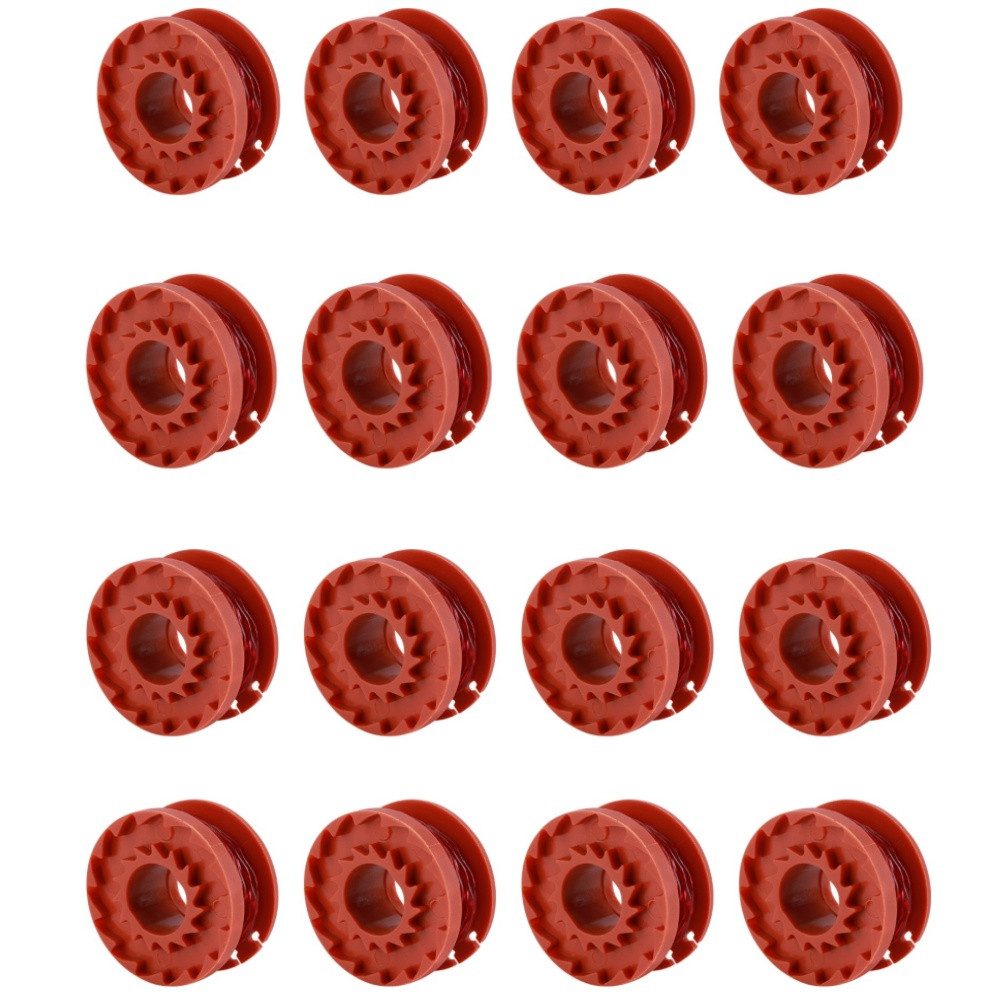 BlingBin Rasentrimmer-Ersatzspule Rasentrimmer Spule Ersatz Linie für Worx Rasentrimmern, 3 m Fadenlänge, (16er Set, 16-St., 8 Spule und 2 Kappe), für Elektrisch Rasentrimmer WA0004 WA0010, Ø 1.65mm, 3m Länge