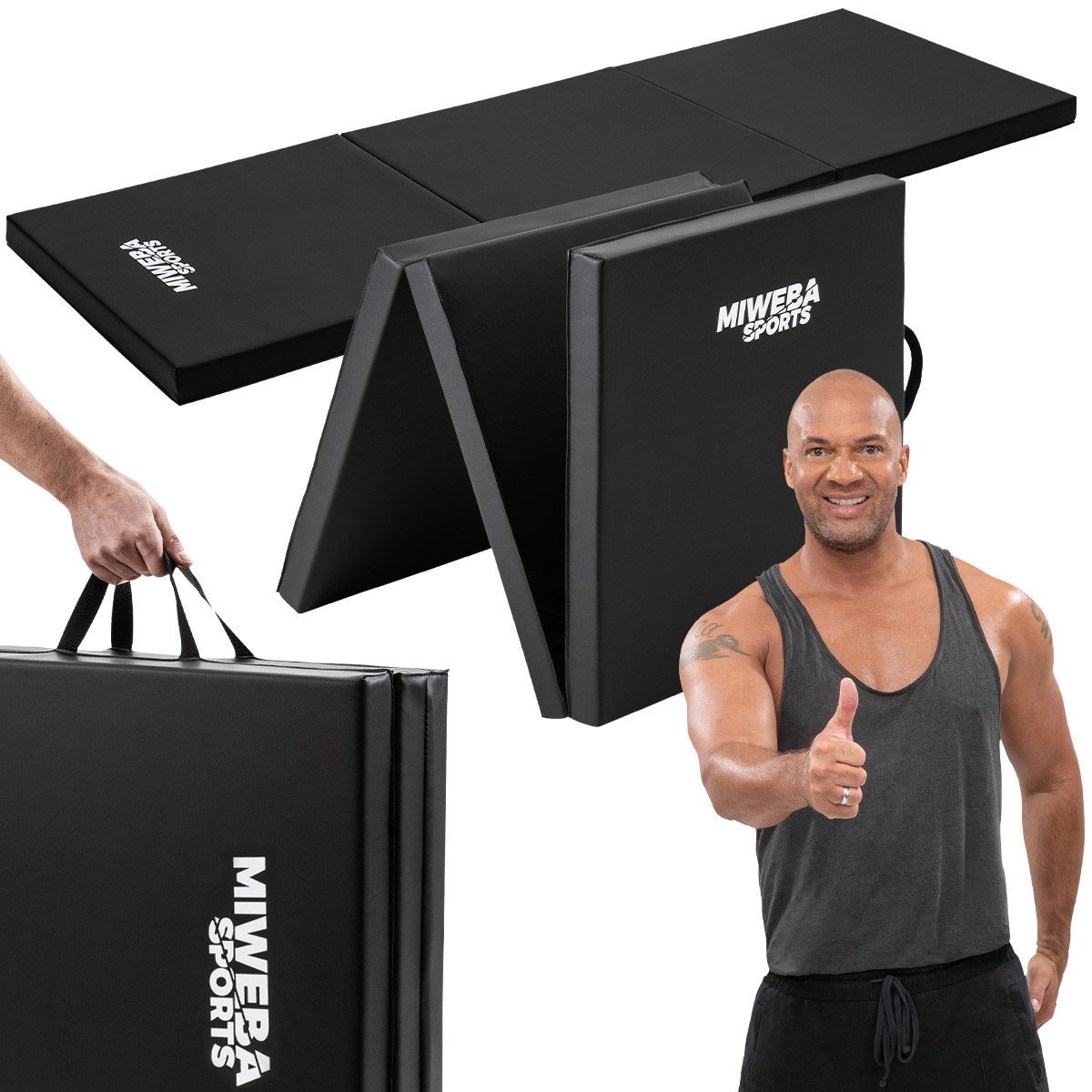Gymnastikmatte Fitnessmatte GM100 mit Tragegriffe - faltbar