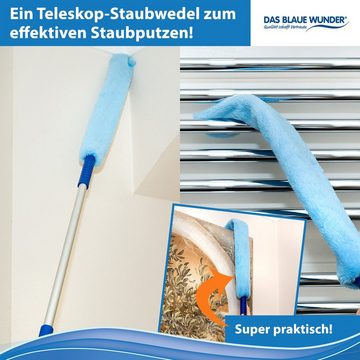 Das Blaue Wunder® Staubwedel SOFT Multi Duster, Staubmagnet mit Extra Langen Fasern (1-St), Waschbar, Staubputzen mit biegbarem Teleskopstab für Haushalt