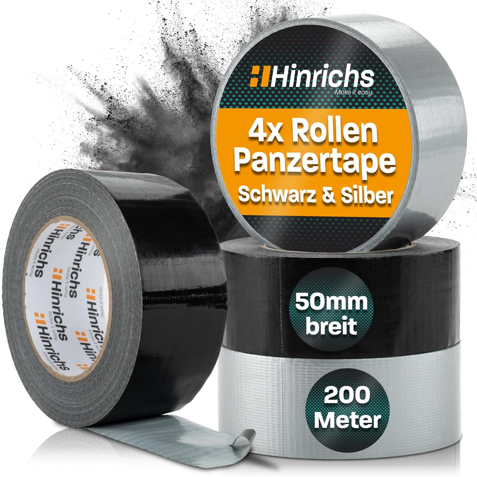 Hinrichs Klebeband Клейка стрічка 4 Rollen 50 Meter 50 m x 50 mm plus Cuttermesser