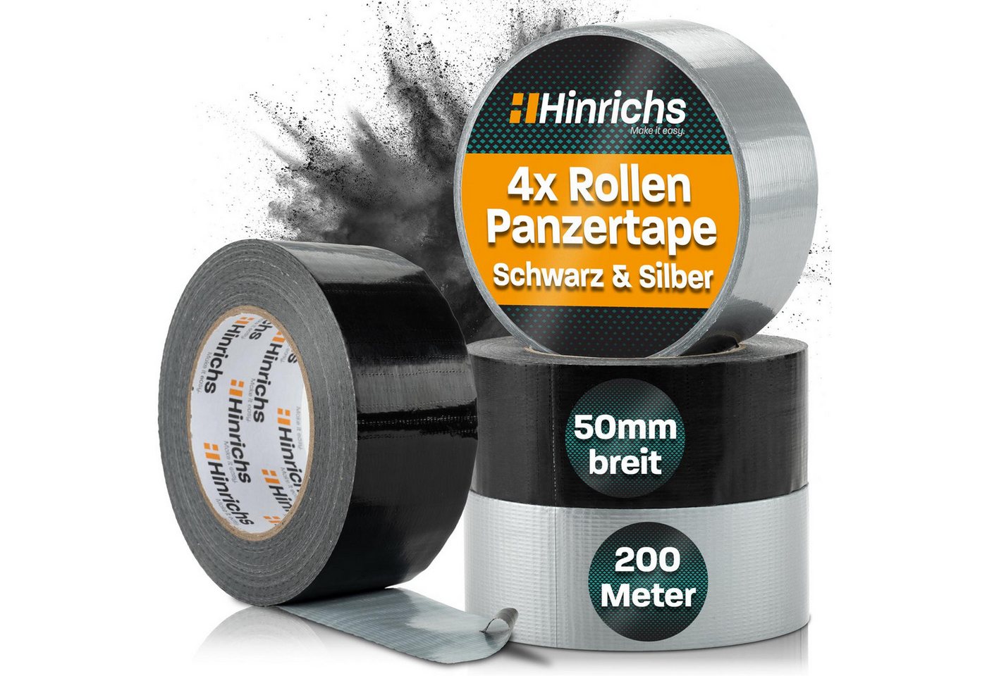 Hinrichs Klebeband Panzertape 4 Rollen 50 Meter