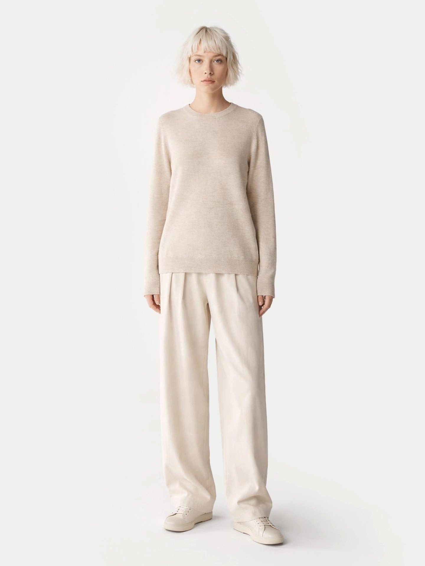 Rundhalspullover Basic R-Ausschnitt Kaschmirpullover