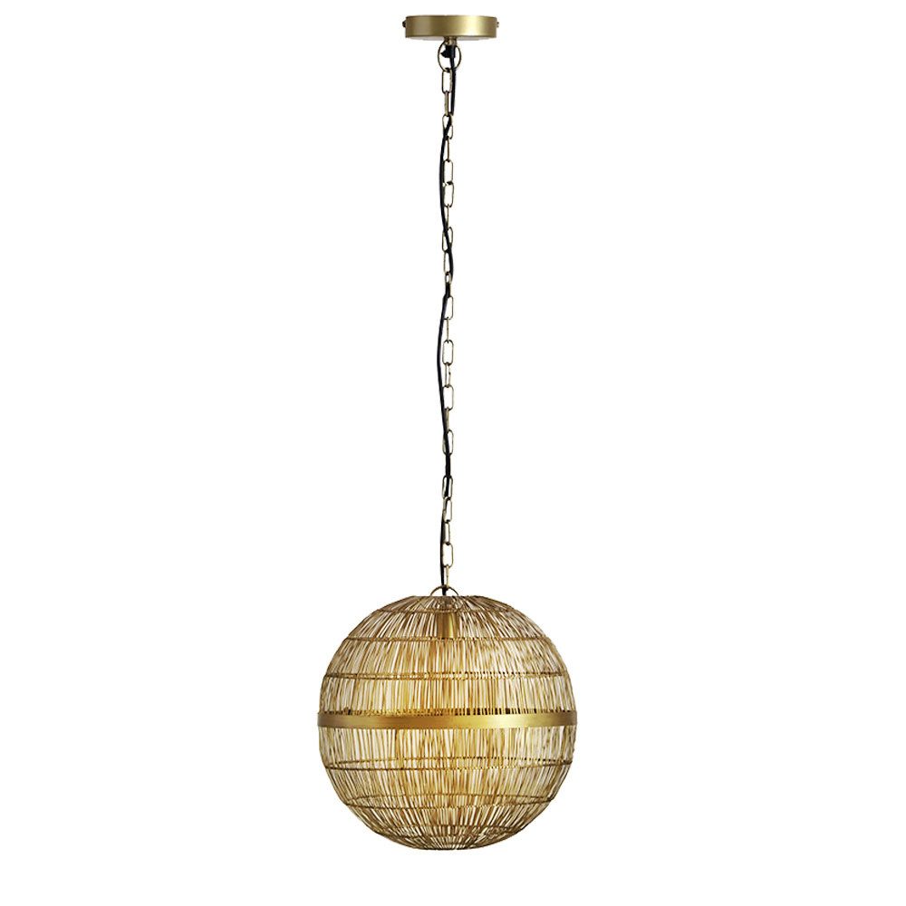 GLOBO LIGHTING LED-Hängeleuchte, Leuchtmittel inklusive, Warmweiß, Hängeleuchte Metallgeflecht altmessing Pendelleuchte LED Kugel D 30 cm