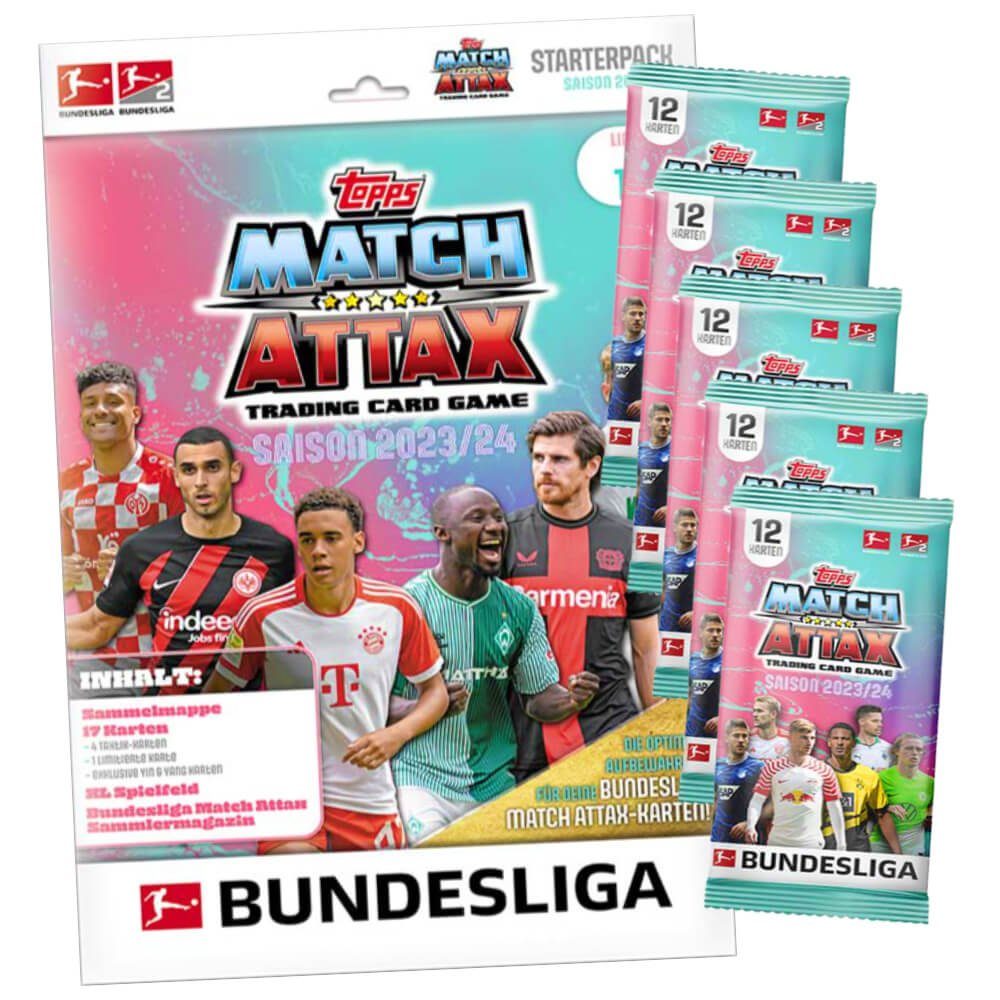 Topps Sammelkarte Topps Match Attax Bundesliga Karten Saison 2023 / 2024 - 1 Starter +, Bundesliga Karten 2024 - 1 Starter + 5 Booster