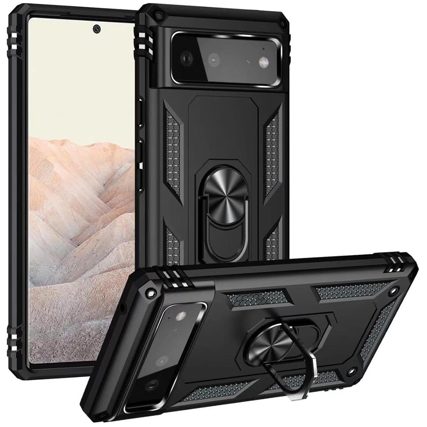 CoolGadget Handyhülle Armor Shield Case für Google Pixel 6 6,4 Zoll, Outdoor Cover Magnet Ringhalterung Handy Hülle für Pixel 6