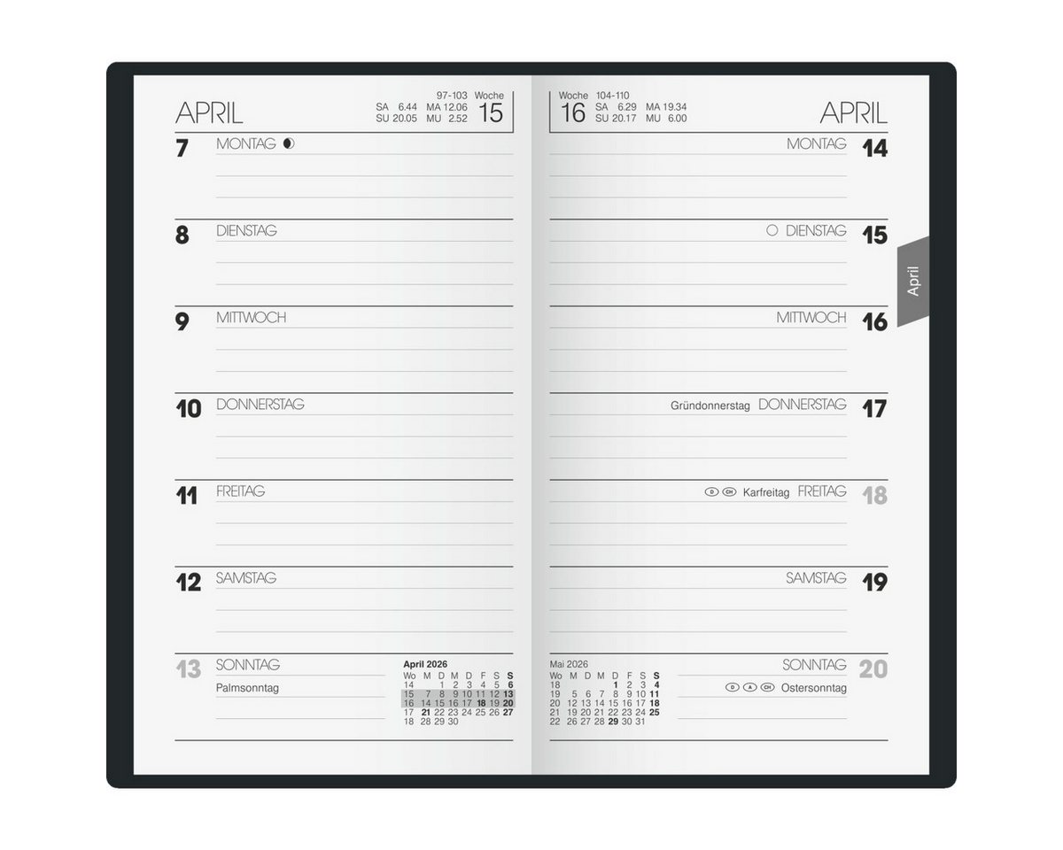 Thumbnail - BRUNNEN Taschenkalender Taschenkalender 758 8,7x15,3cm 1 Woche/Seite Kunststoff dunkelblau 202