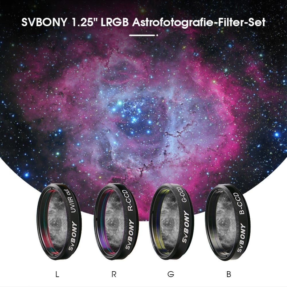 SVBONY 1,85 mm 1,25" Planetary, Teleskop Deep Dicke: LRGB-Bildfilter Sky für