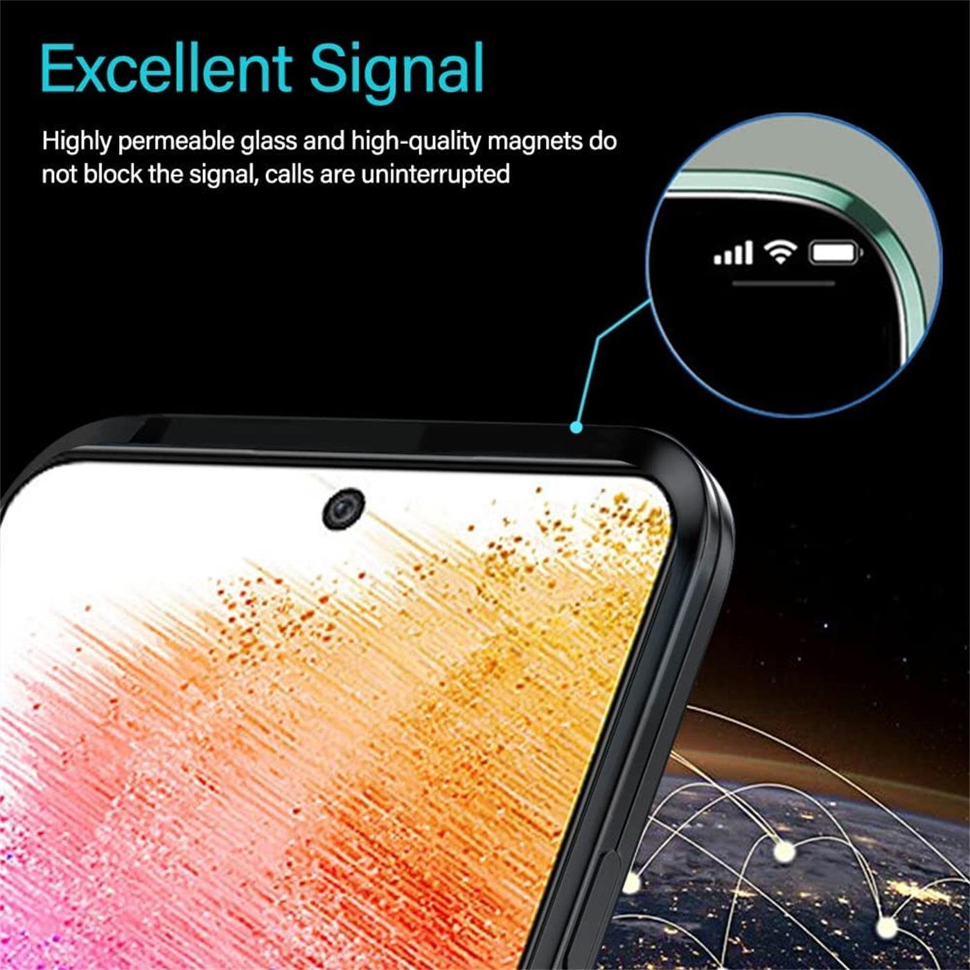 CoolGadget Handyhülle Metall Magnet Handy Case für Samsung Galaxy A34 5G 6,5 Zoll, Hülle 360 Grad Schutz Cover Gehärtetes Glas für Samsung A34 5G