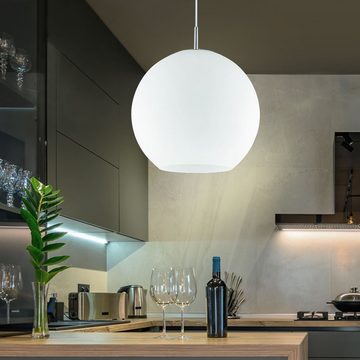 etc-shop LED Pendelleuchte, Leuchtmittel inklusive, Warmweiß, Design Pendel Decken Lampe Glas Kugel Esszimmer Hänge Leuchte im