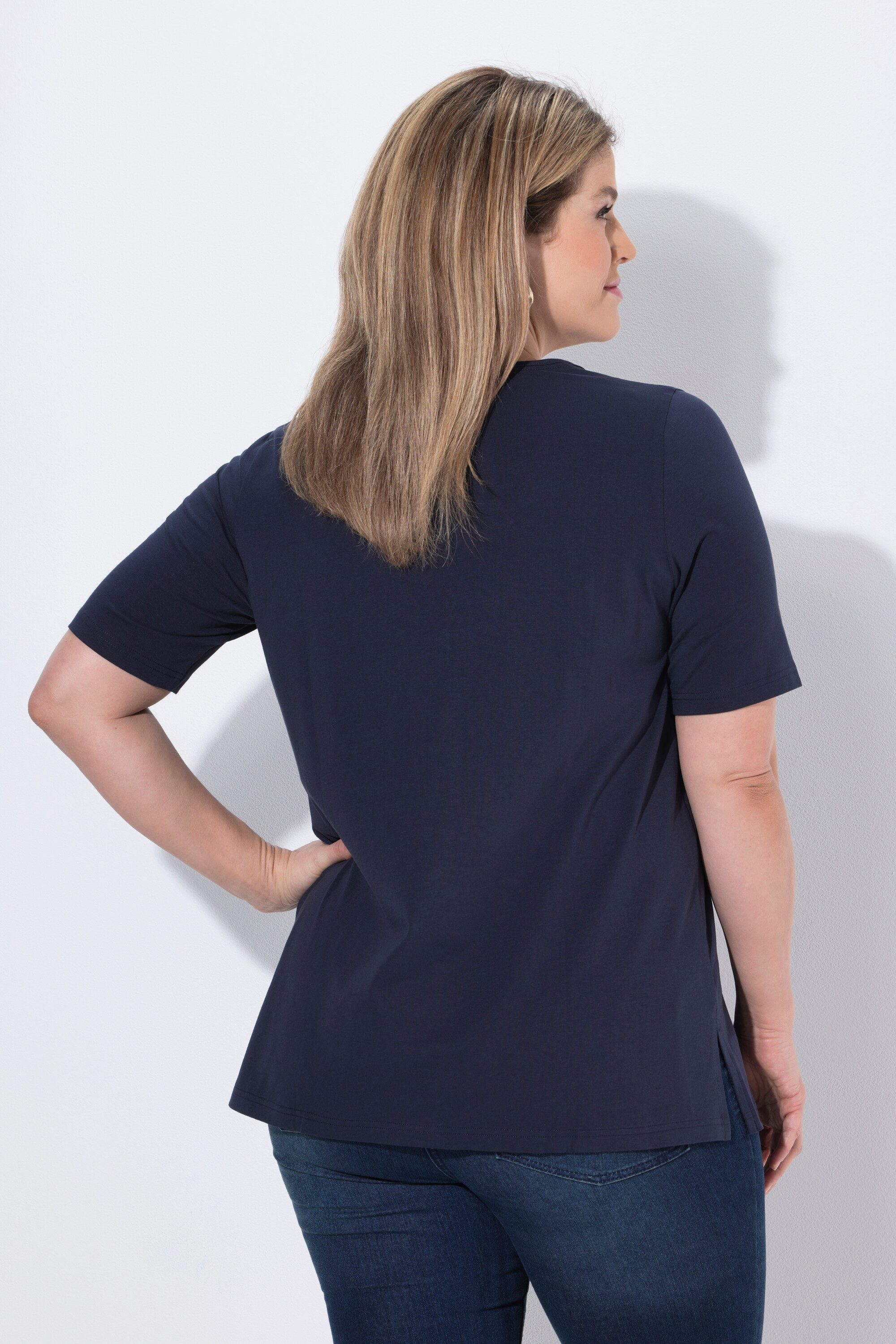 Ulla Popken T-Shirt T-Shirt Möwe Classic Carré-Ausschnitt Halbarm