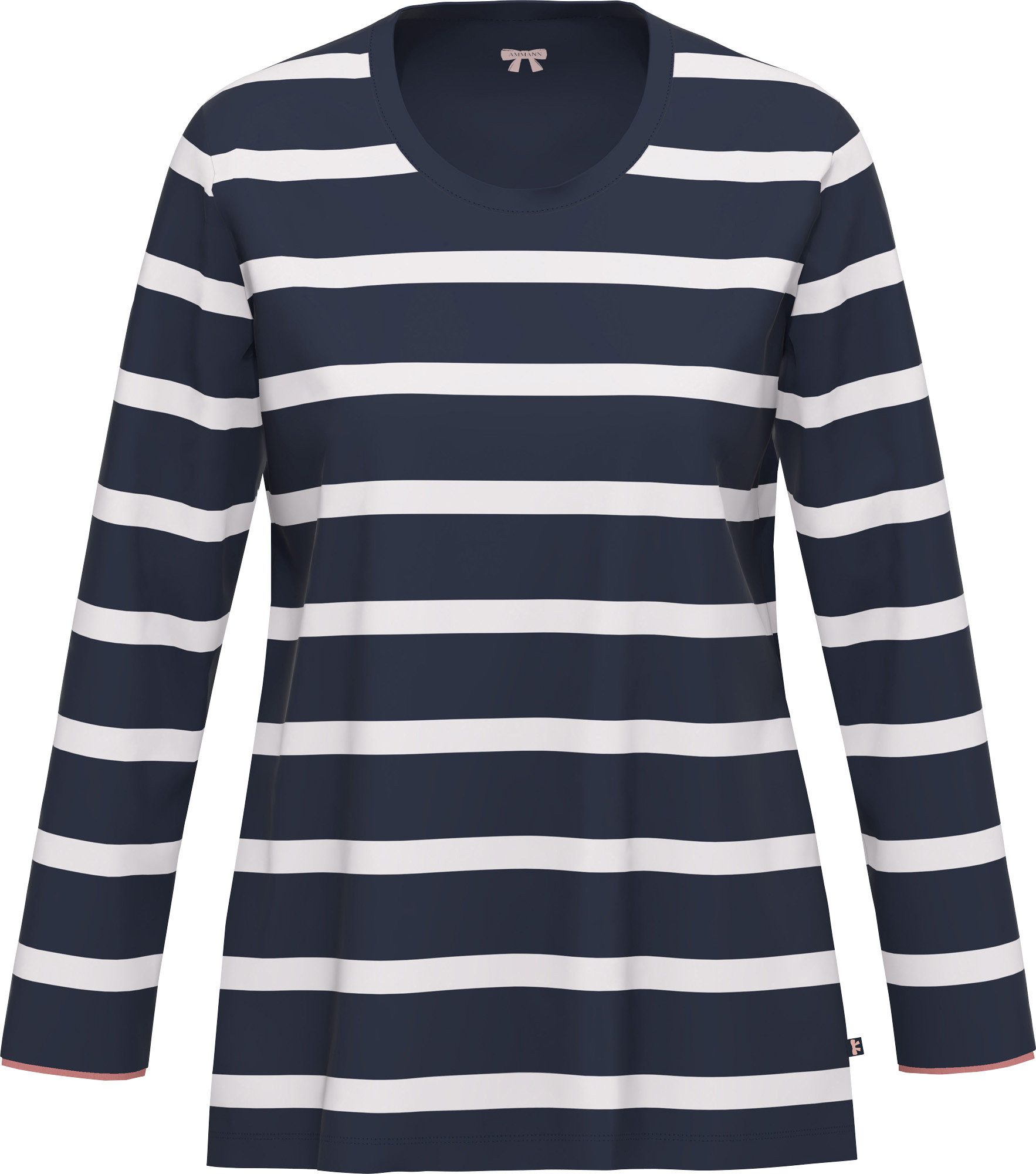 Ammann Pyjamaoberteil Bio Damen-Langarmshirt Single-Jersey Streifen
