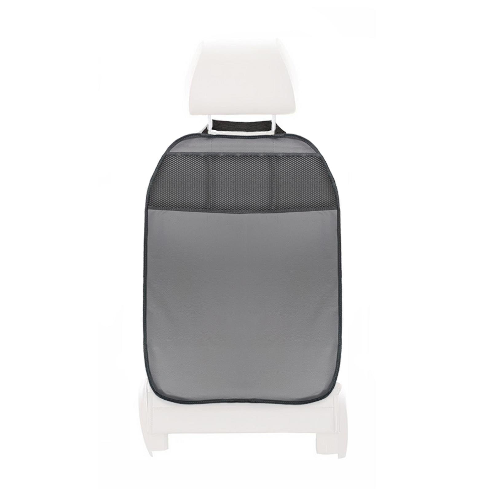 L & P Car Design Auto-Rückenlehnentasche Rückenlehnenschutz Sitzschoner  Kunstleder in grau Kinder (1 Stück), mit 3 Taschen