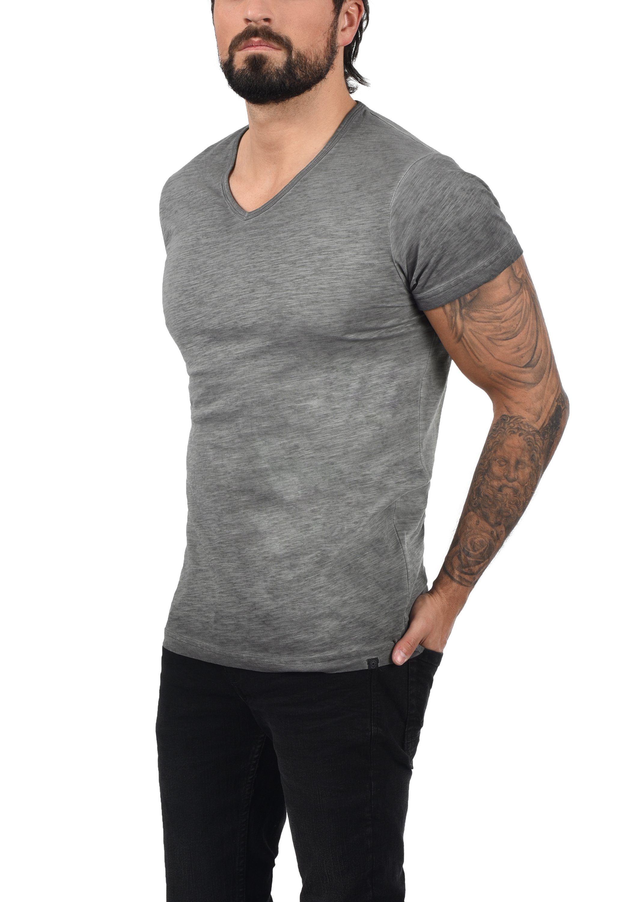 SDConley V-Ausschnitt T-Shirt (2890) mit Grey T-Shirt !Solid Dark