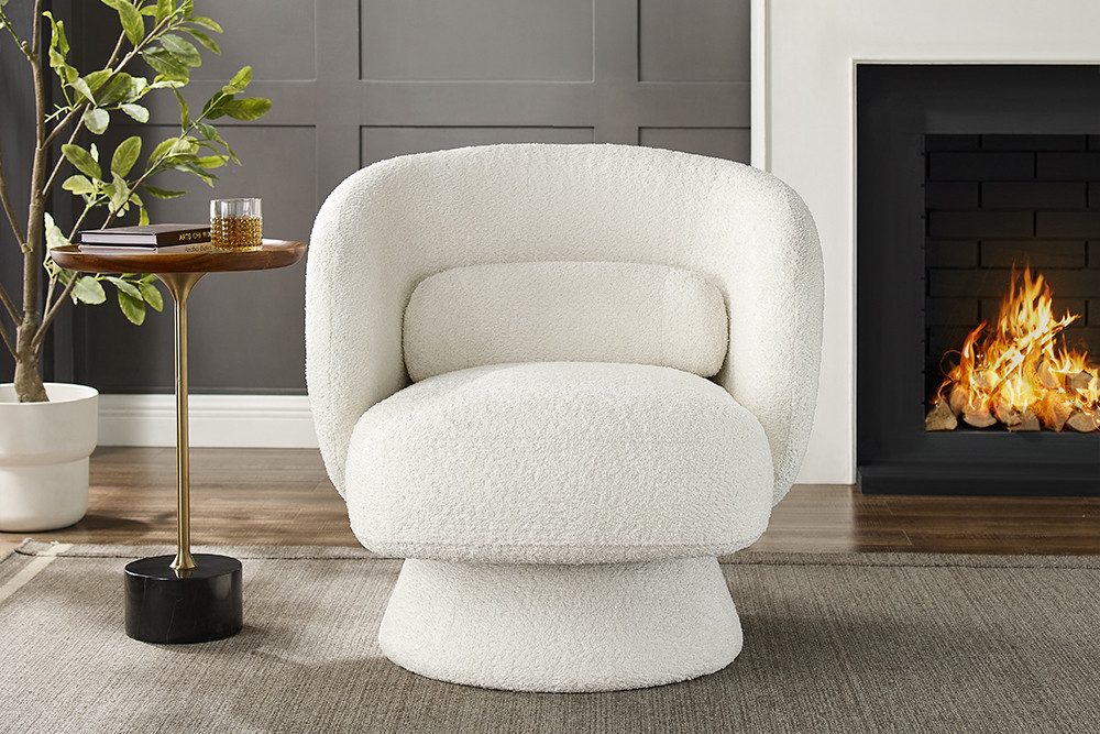 riess-ambiente Drehsessel BOSSA NOVA weiß (Einzelartikel, 1-St), Wohnzimmer · Bouclé · 360° drehbar · Scandinavian Design