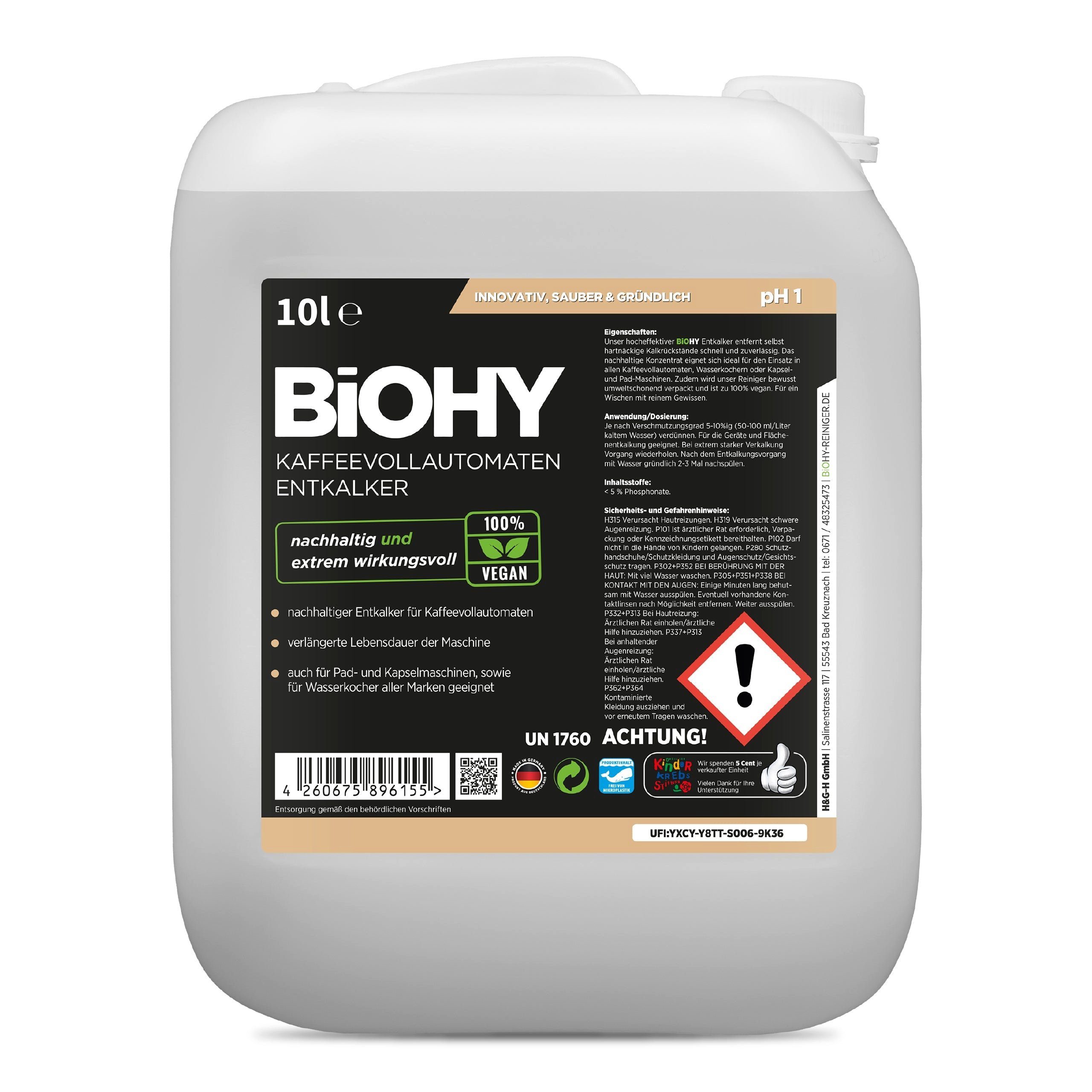 BiOHY Kaffeevollautomaten Entkalker 1 x 10 Liter Kanister Flüssigentkalker (1-St)