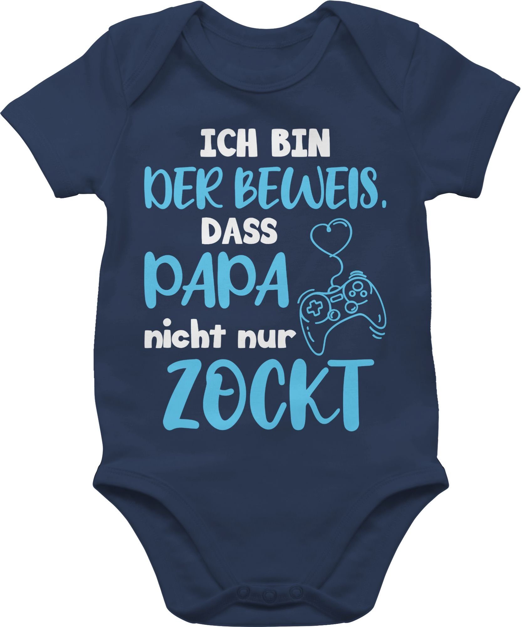 Shirtbody Ich bin der Beweis, dass Papa nicht nur zockt Blau Weiß