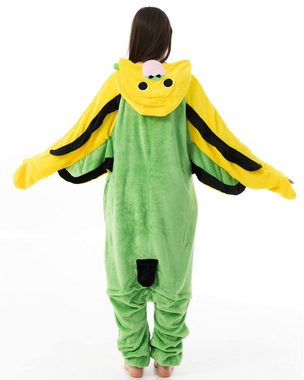 Katara Partyanzug Bauernhoftiere Jumpsuit Kostüm für Erwachsene S-XL, Karneval, Kigurumi - Wellensittich Papagei gelb-grün L (165-175cm)