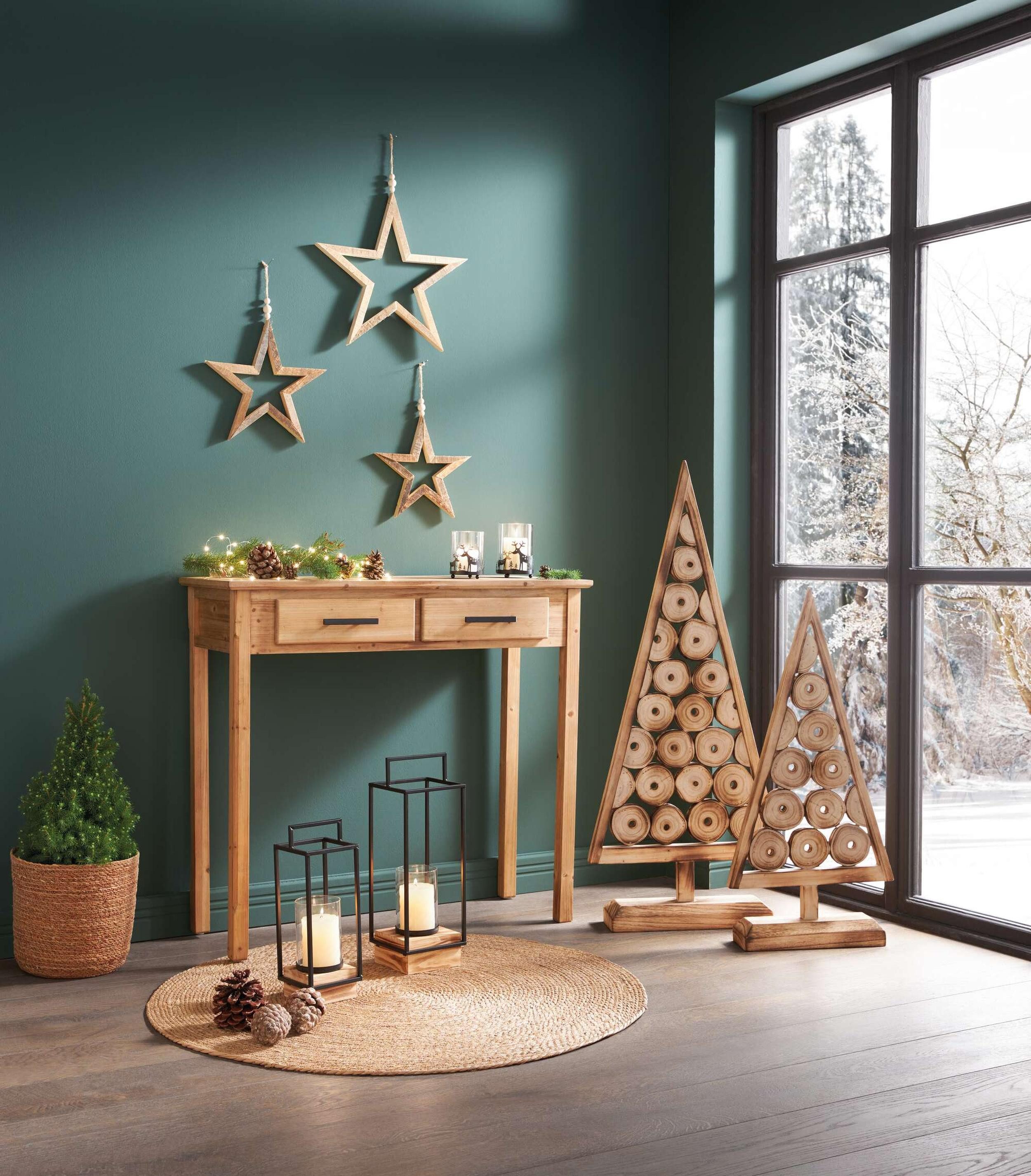 Weihnachtsfigur Holzdeko "Tannenbaum", 2er Set