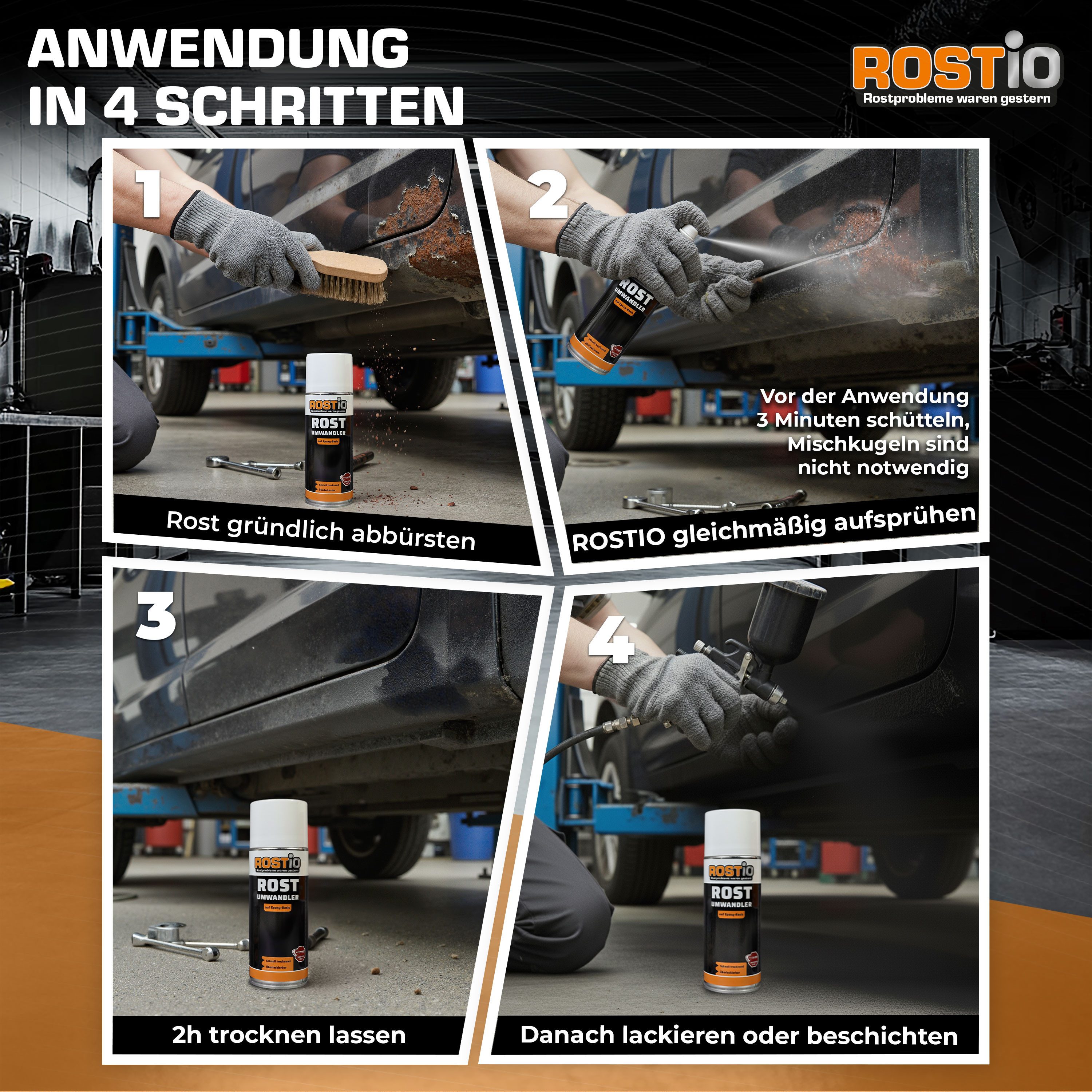 Rostio Rostio Rostumwandler Spray 400 ml Spraydose Rostentferner (1-St. 400ml)