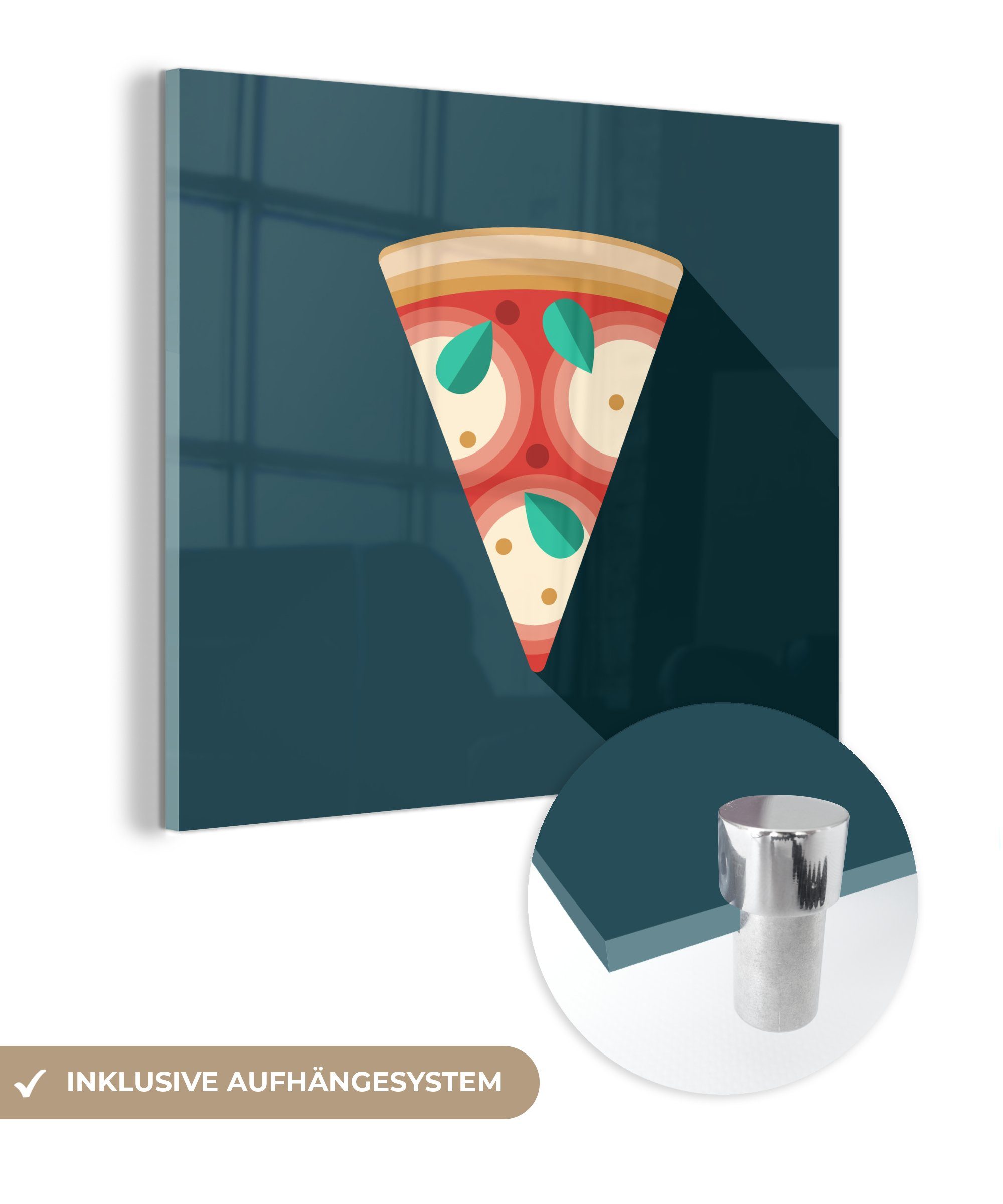 Glas St), Glas auf MuchoWow Unterzeichneter - Wanddekoration Pizzapunkt, Foto - Wandbild - Glasbilder Bilder (1 auf Acrylglasbild