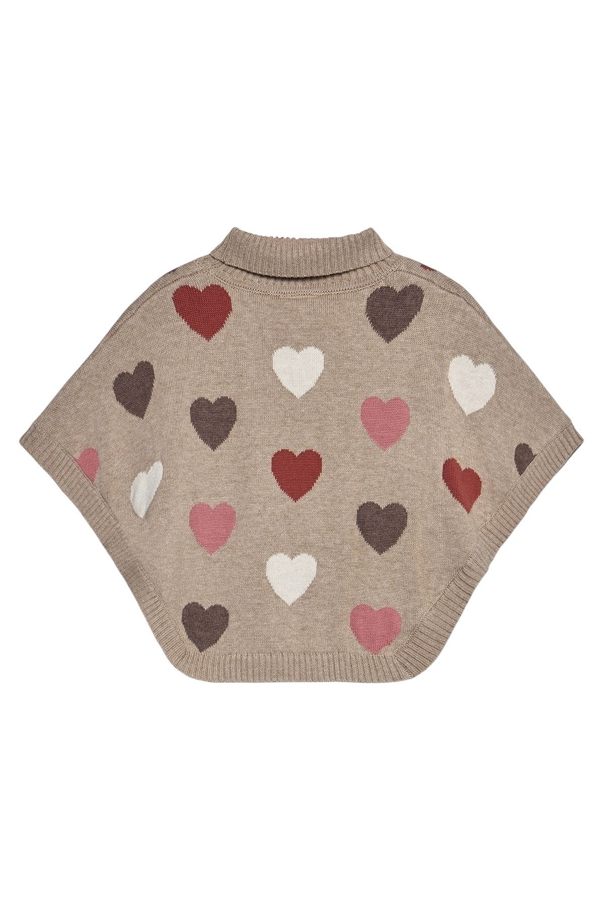 Hust & Claire Strickponcho Pinja (1-tlg) Hust & Claire Mädchen Strickponcho „Pinja“ mit Herzmuster – Biscuit