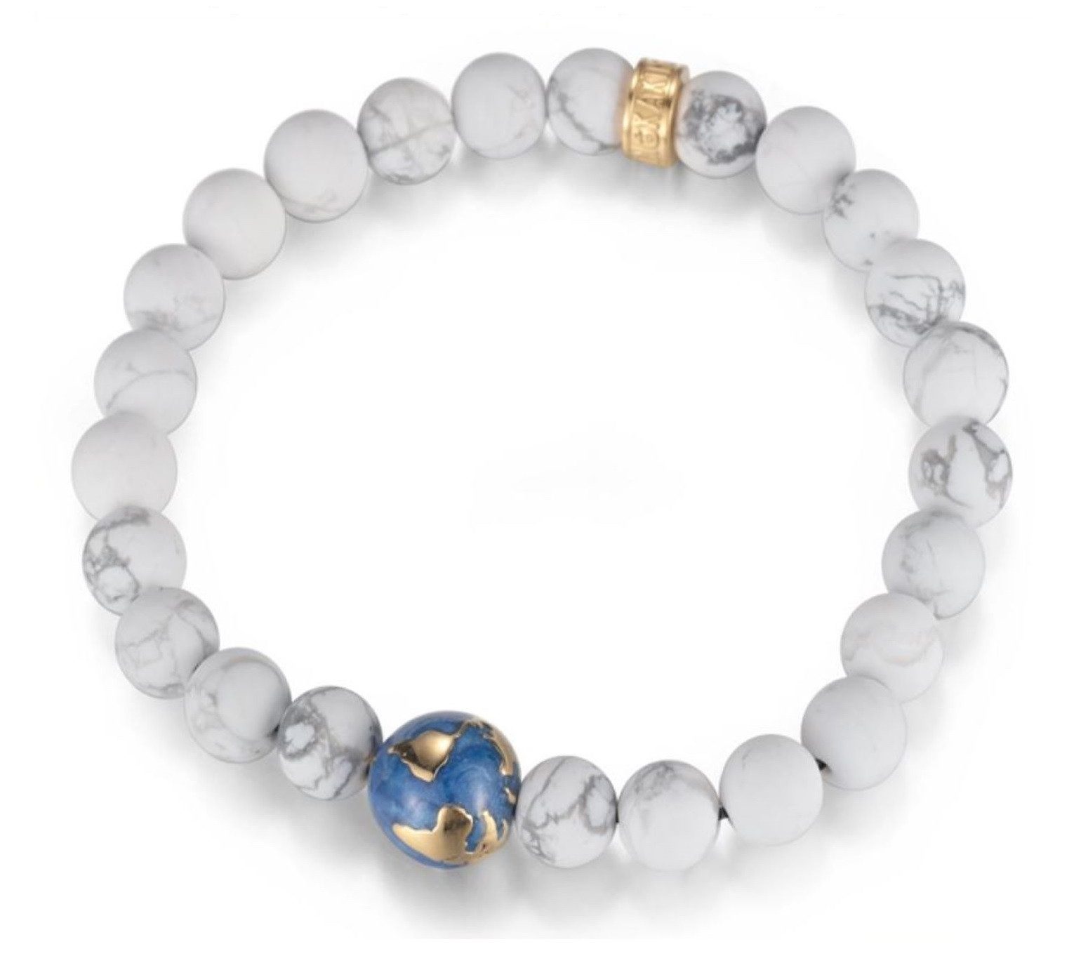 Kingka Armband für Damen, weißer Türkis, Erdkugel Edelstahl vergoldet, blaue Emaille, zu Hoodie, Jeans, Sneaker! Büro, Urlaub, Party, Perfektes Geschenk