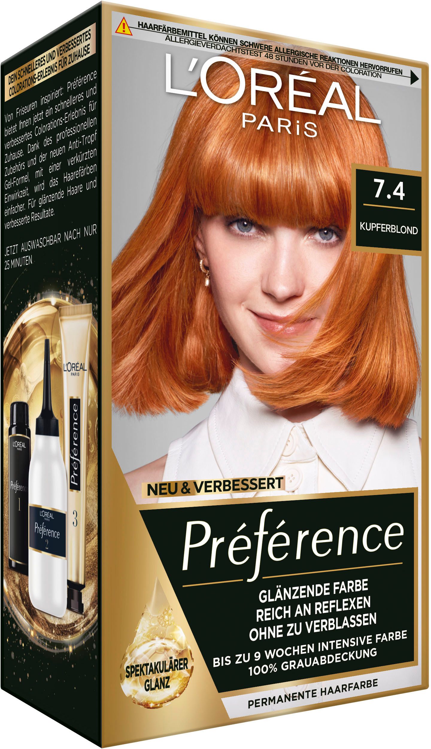 L'ORÉAL PARIS Coloration PRÉFÉRENCE HAARFARBE, Packung, 3-tlg., dauerhafte Haarcoloration mit 100% Grauabdeckung